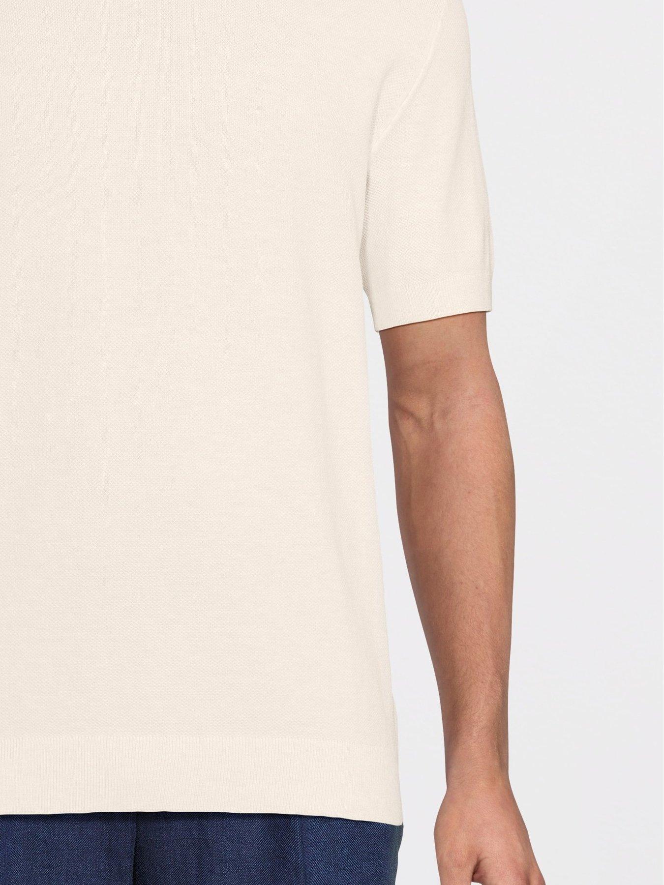 Image 4 of 5 of Mango Andrew Knitted T-Shirt - Light Beige