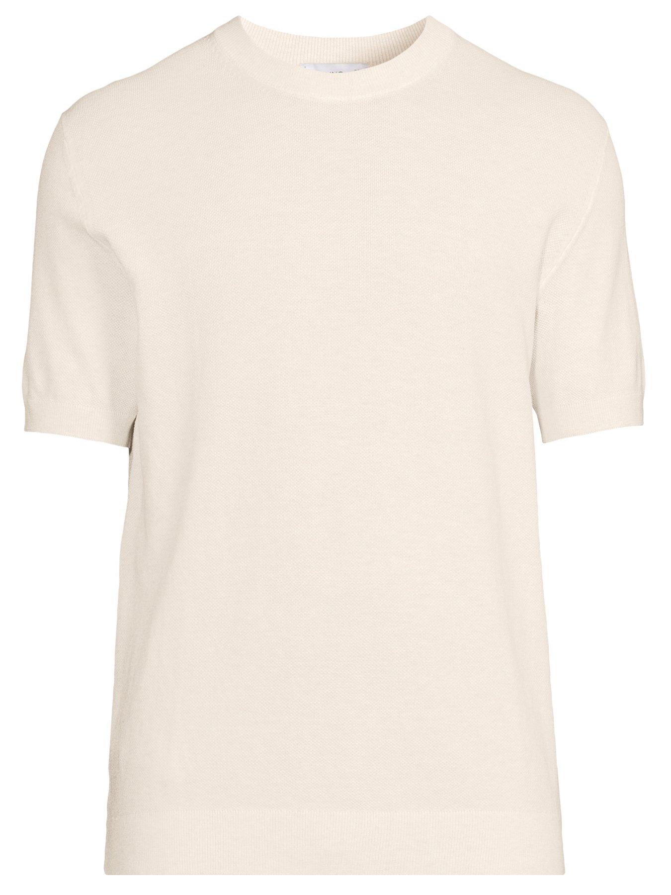 Image 5 of 5 of Mango Andrew Knitted T-Shirt - Light Beige