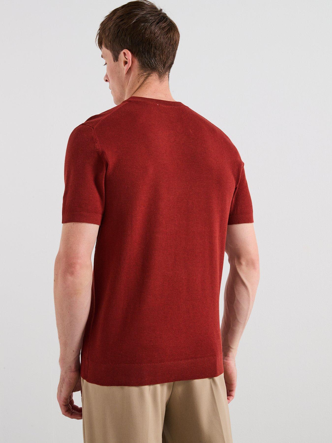 Image 2 of 6 of Mango Andrew Knitted T-Shirt - Orange