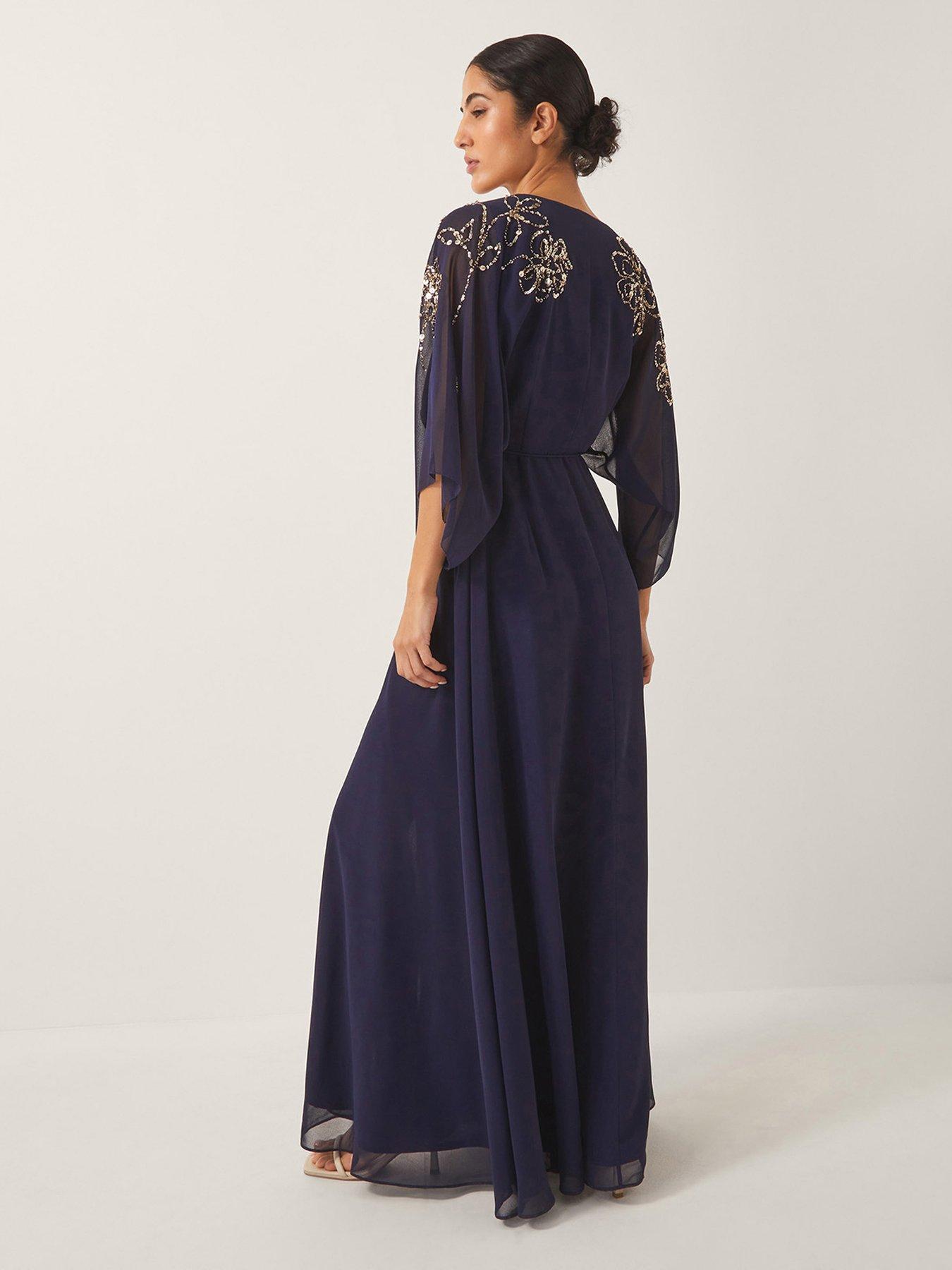 Image 2 of 5 of Monsoon Skyla Wrap Dress - Navy