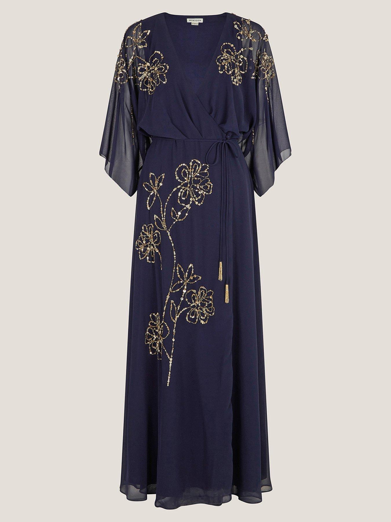 Image 3 of 5 of Monsoon Skyla Wrap Dress - Navy