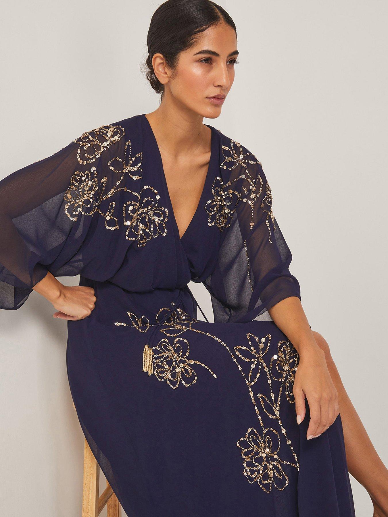 Image 4 of 5 of Monsoon Skyla Wrap Dress - Navy