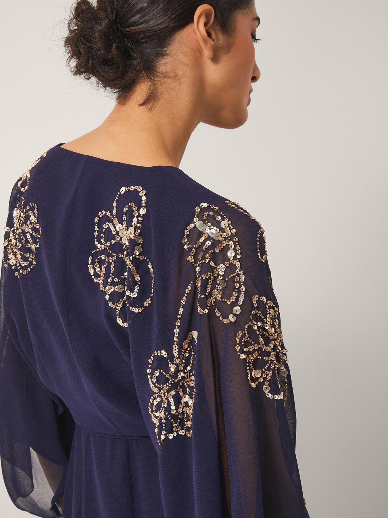 Image 5 of 5 of Monsoon Skyla Wrap Dress - Navy