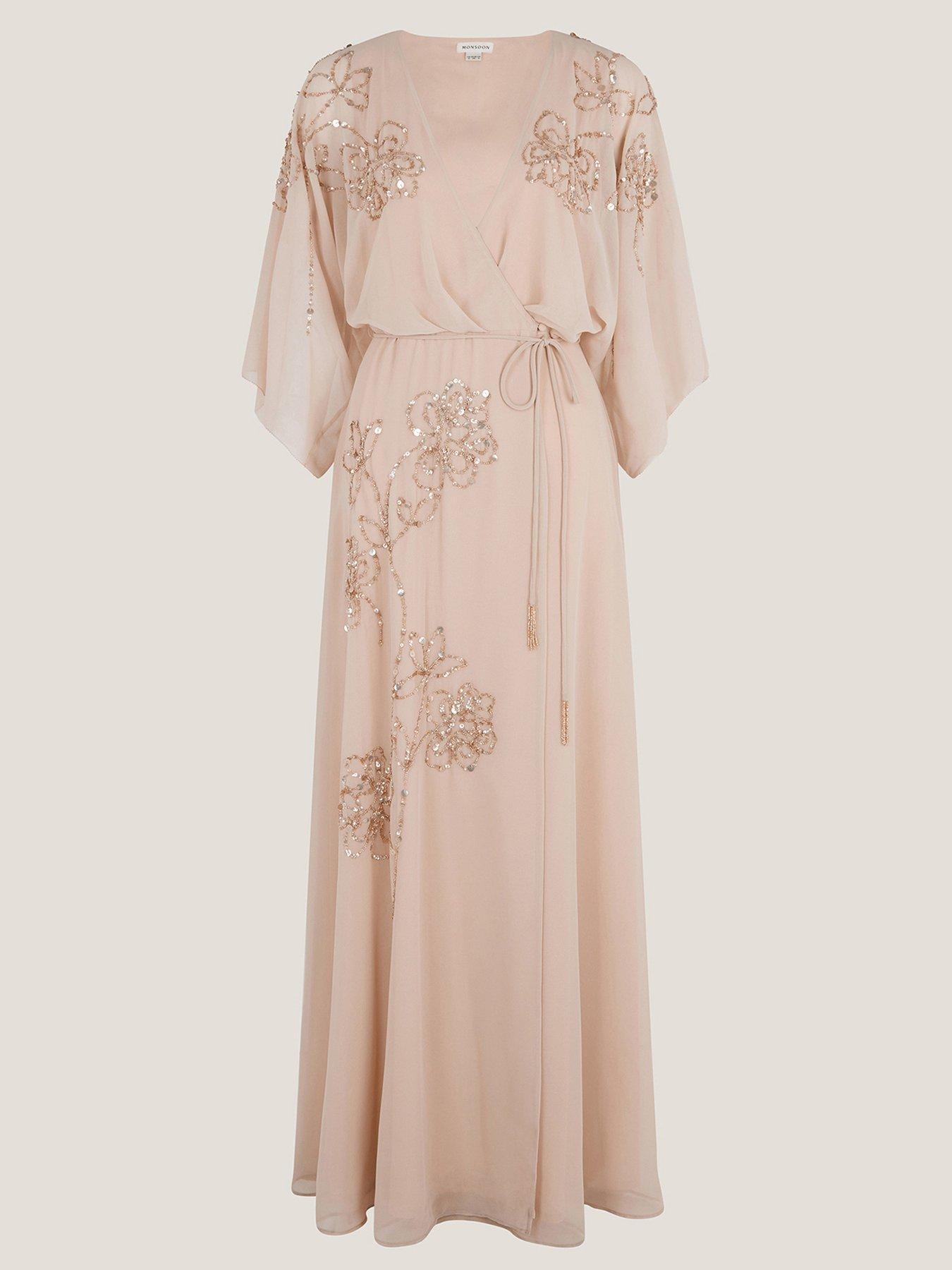 Image 3 of 5 of Monsoon Skyla Wrap Dress - Nude