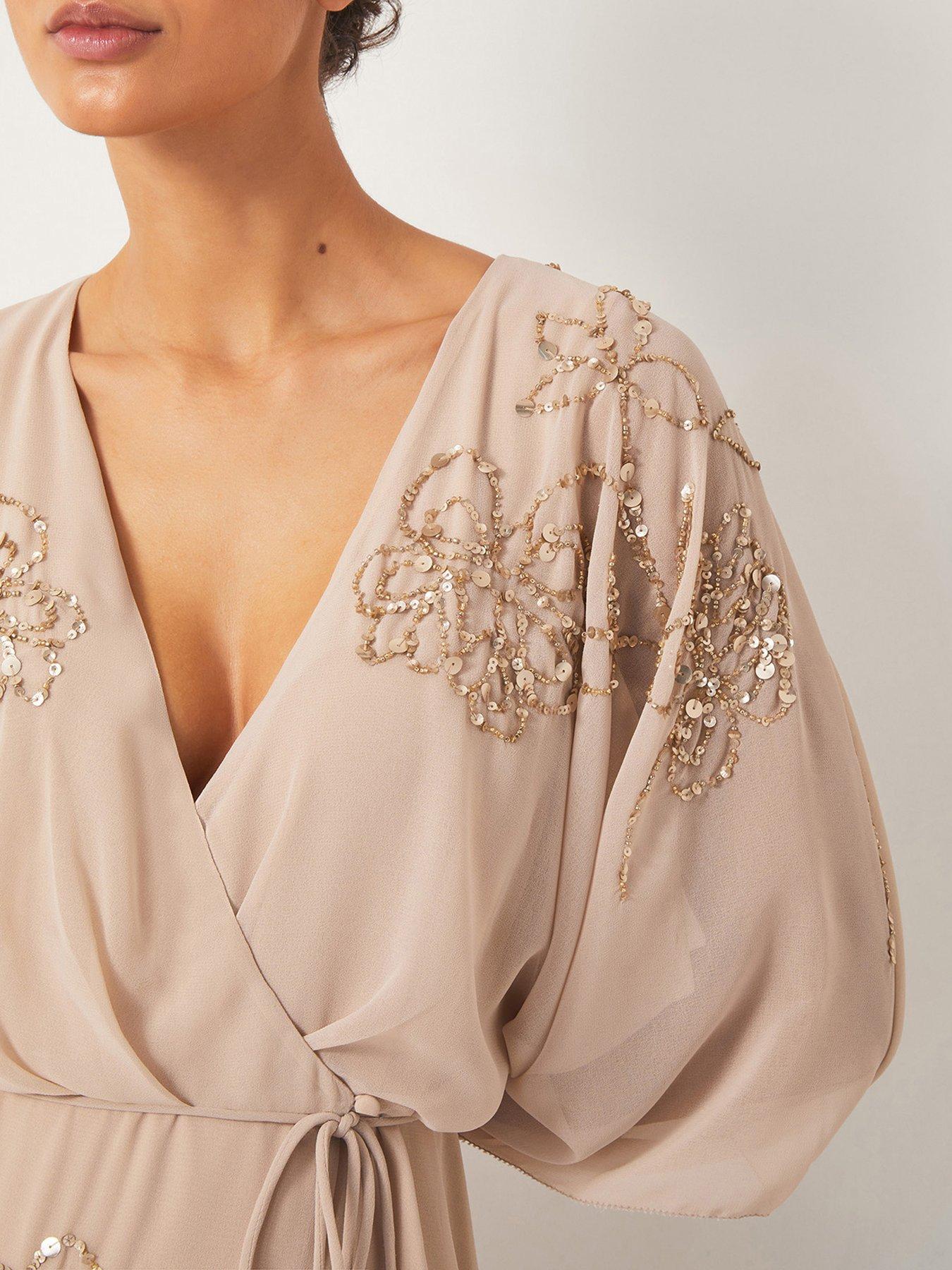 Image 5 of 5 of Monsoon Skyla Wrap Dress - Nude