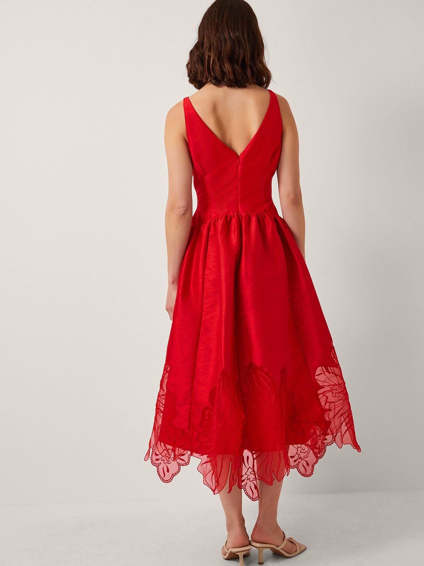 Image 2 of 6 of Monsoon Frida Cutwork Dress - Red