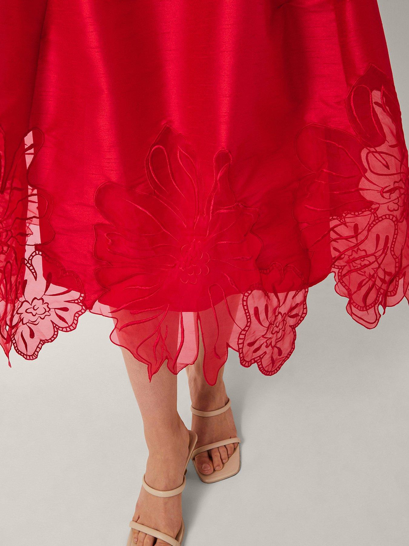 Image 5 of 6 of Monsoon Frida Cutwork Dress - Red