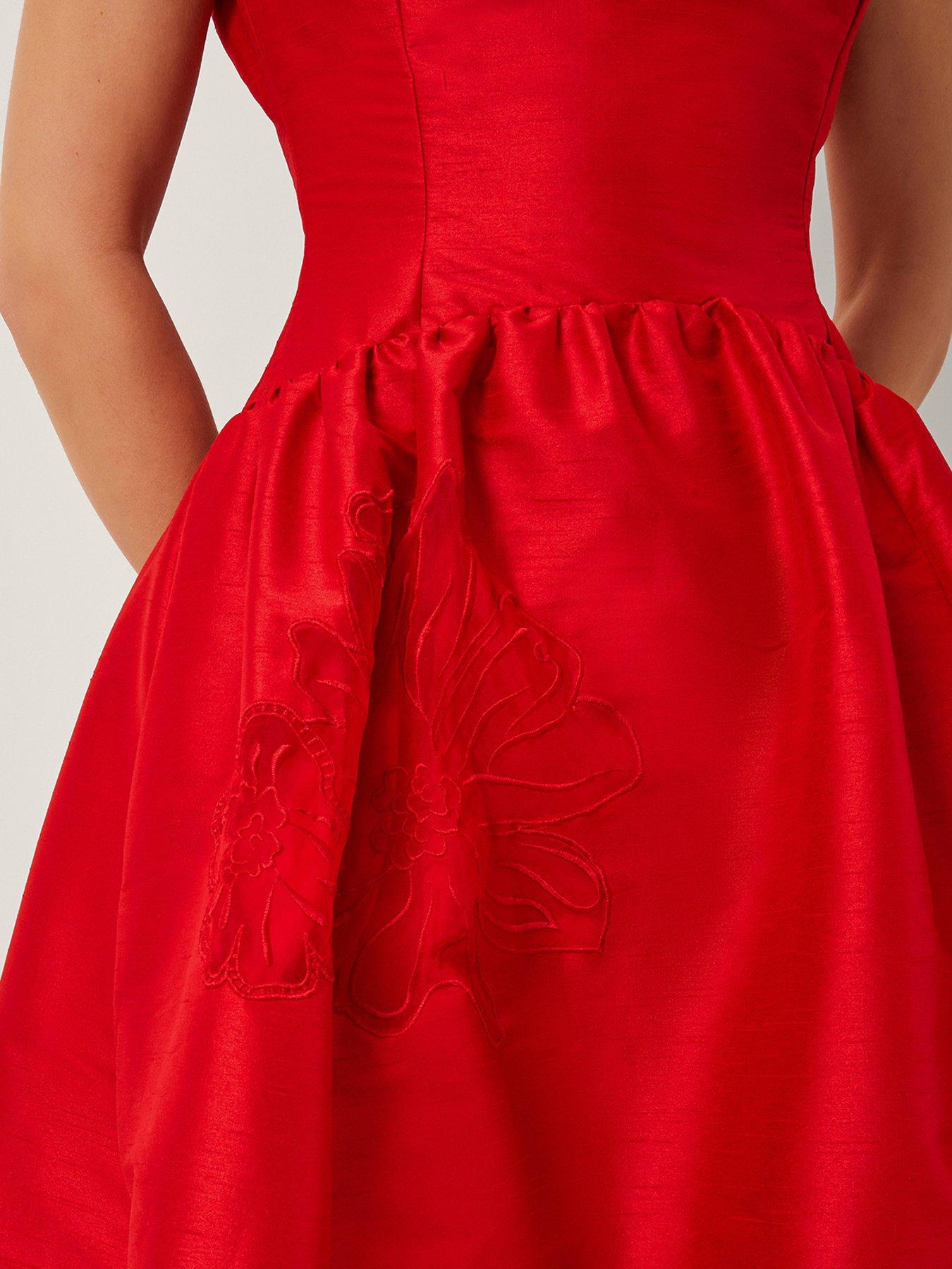 Image 6 of 6 of Monsoon Frida Cutwork Dress - Red