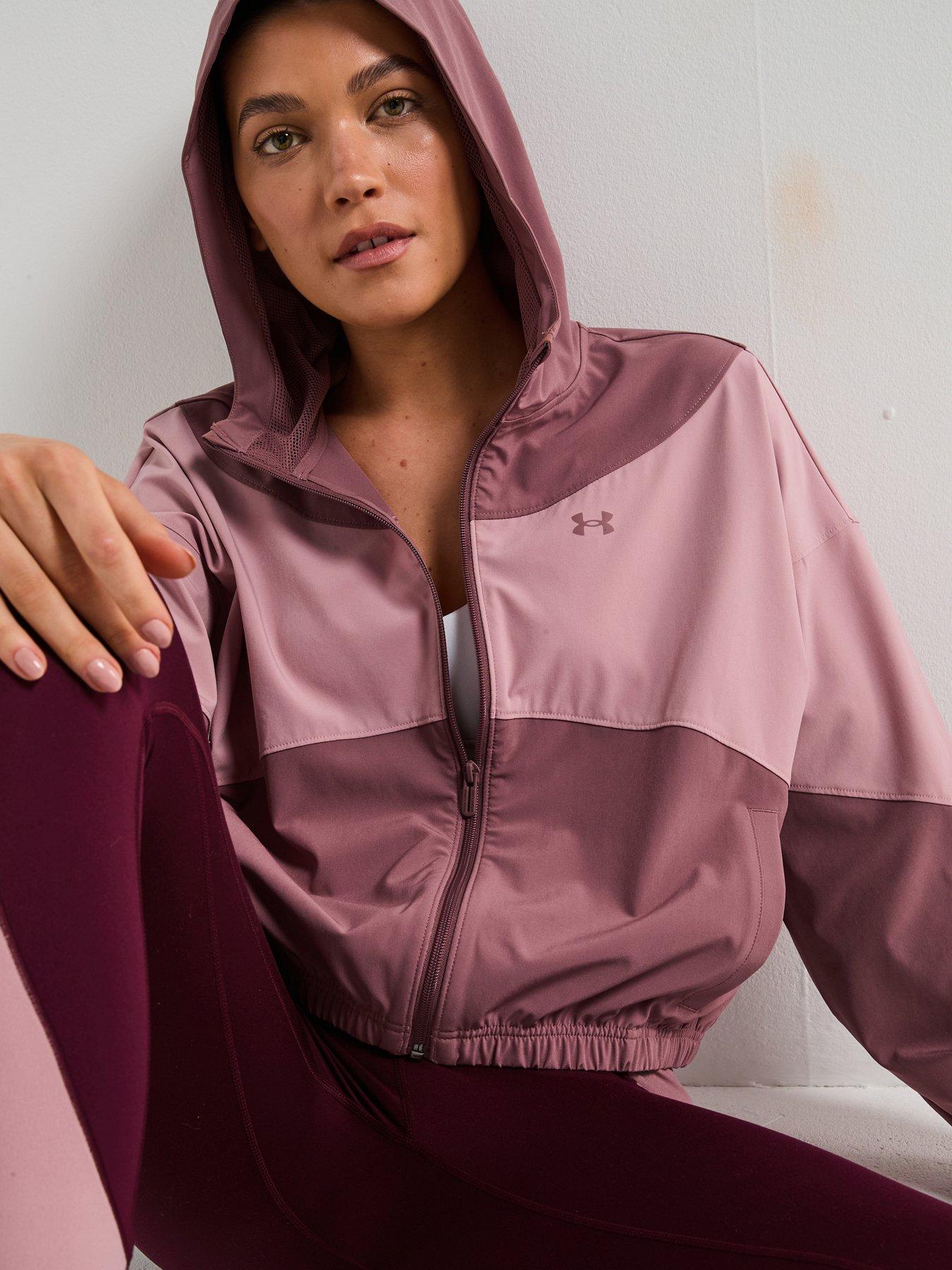 Image 1 of 6 of UNDER ARMOUR Womens Training Rival Woven Hooded Jacket - Burgundy