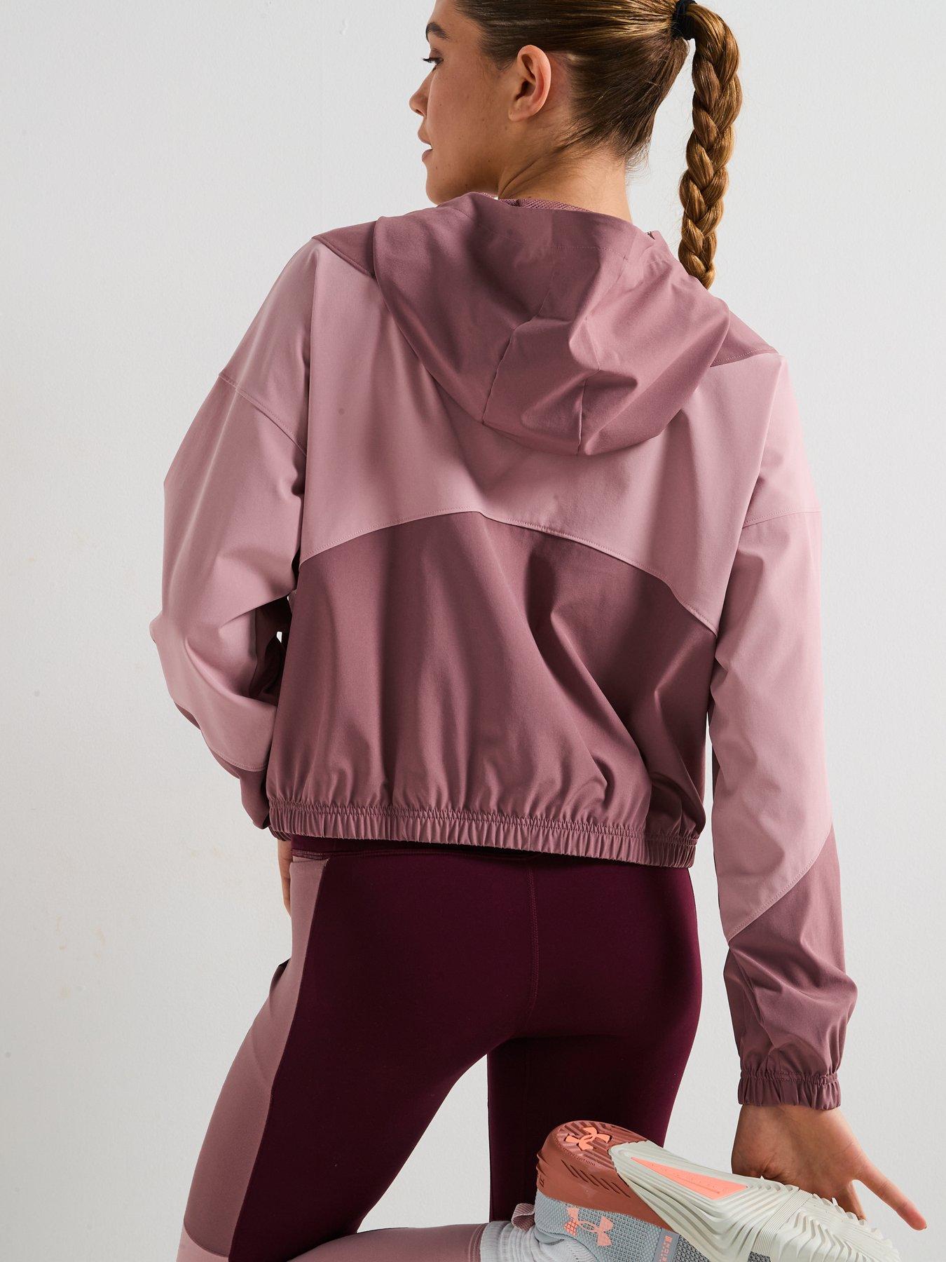 Image 2 of 6 of UNDER ARMOUR Womens Training Rival Woven Hooded Jacket - Burgundy