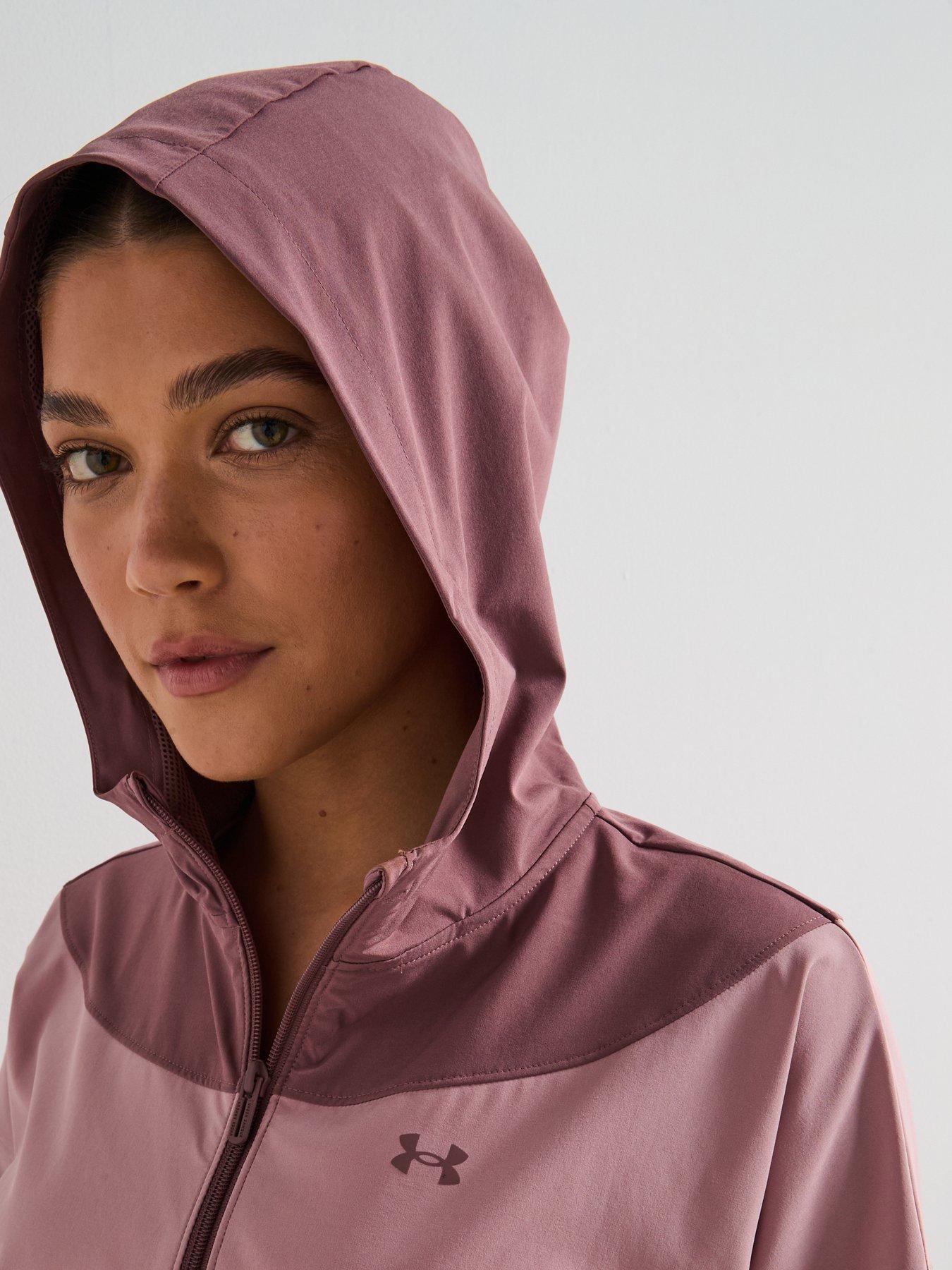 Image 4 of 6 of UNDER ARMOUR Womens Training Rival Woven Hooded Jacket - Burgundy