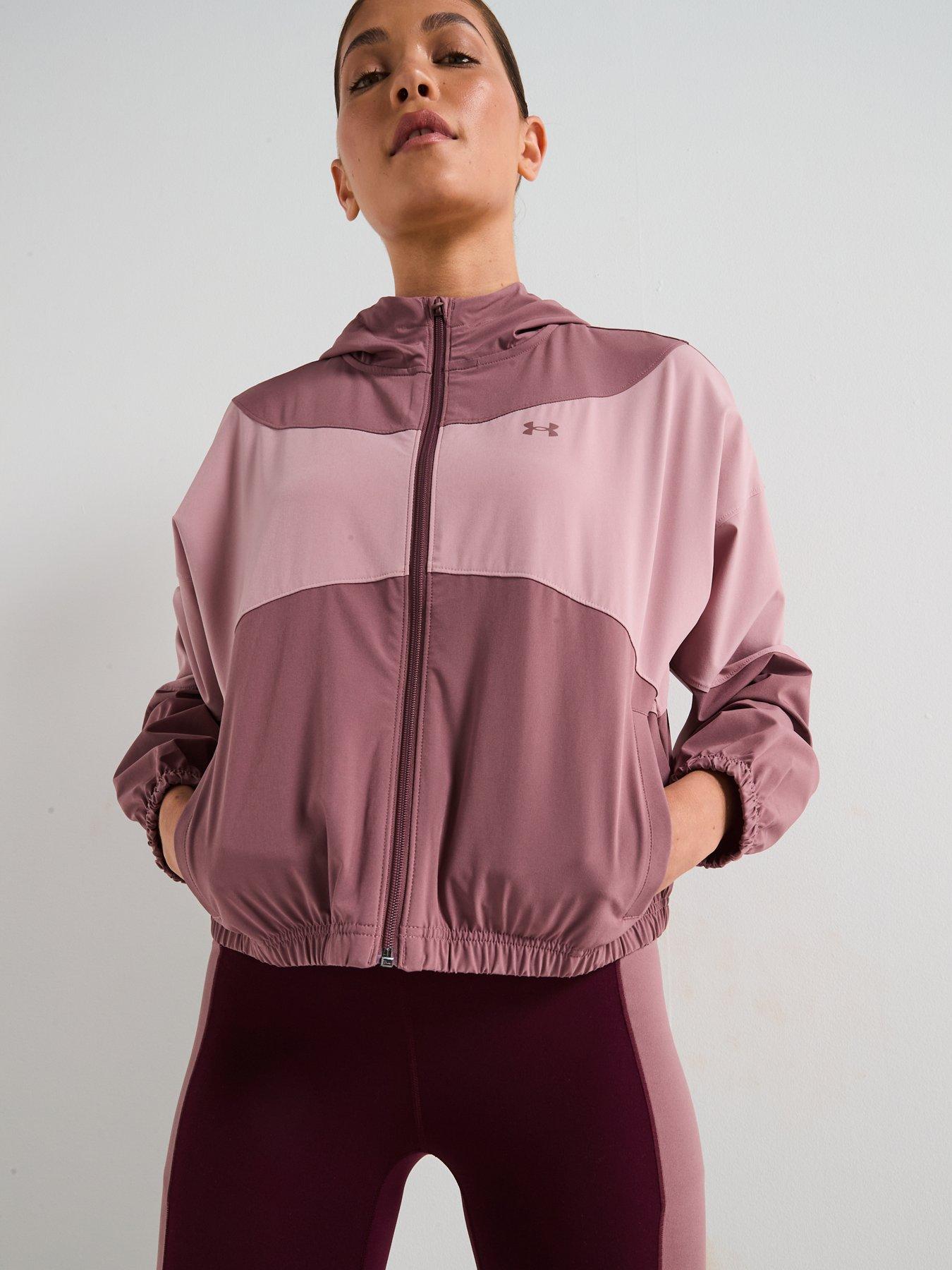 Image 5 of 6 of UNDER ARMOUR Womens Training Rival Woven Hooded Jacket - Burgundy