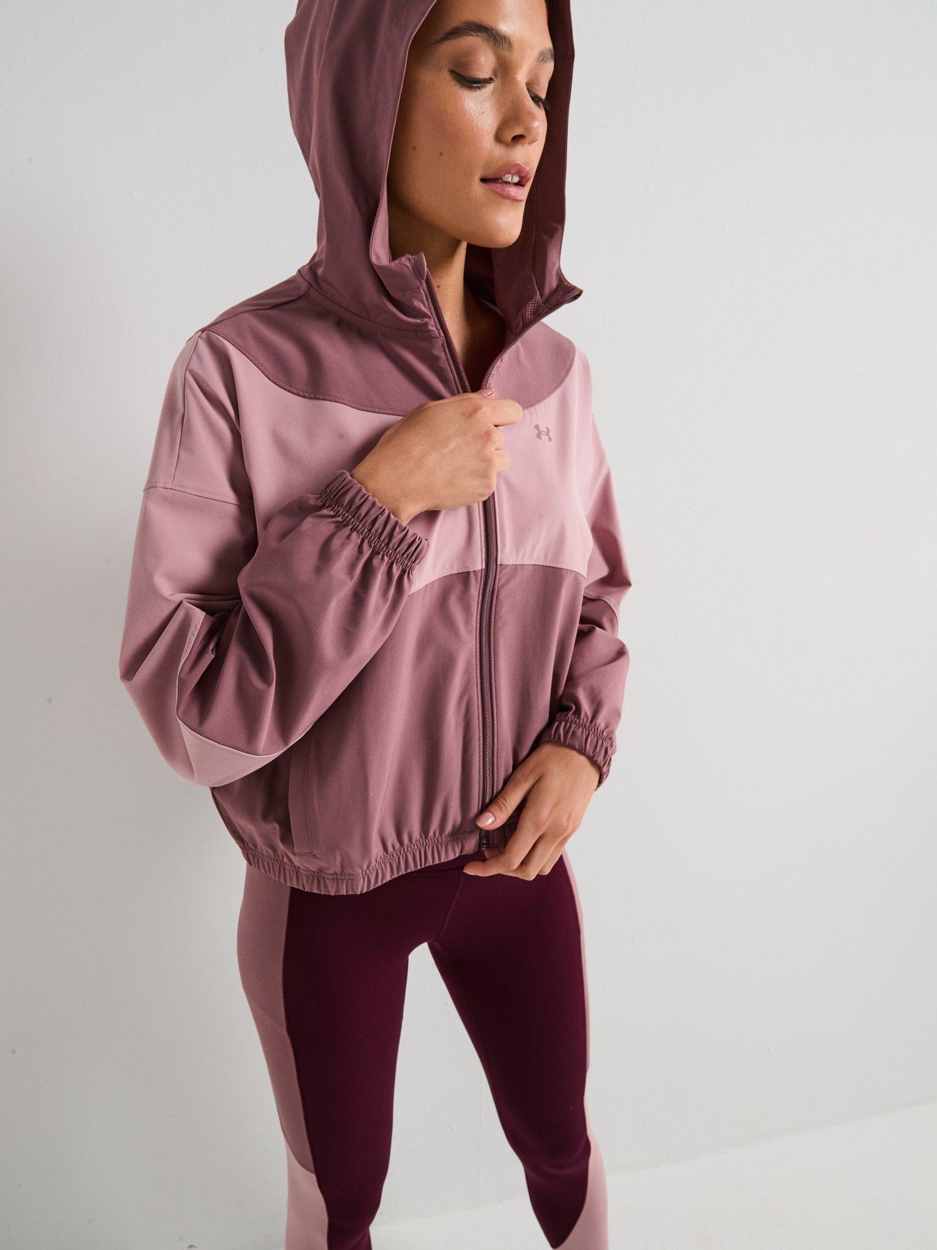 Image 6 of 6 of UNDER ARMOUR Womens Training Rival Woven Hooded Jacket - Burgundy
