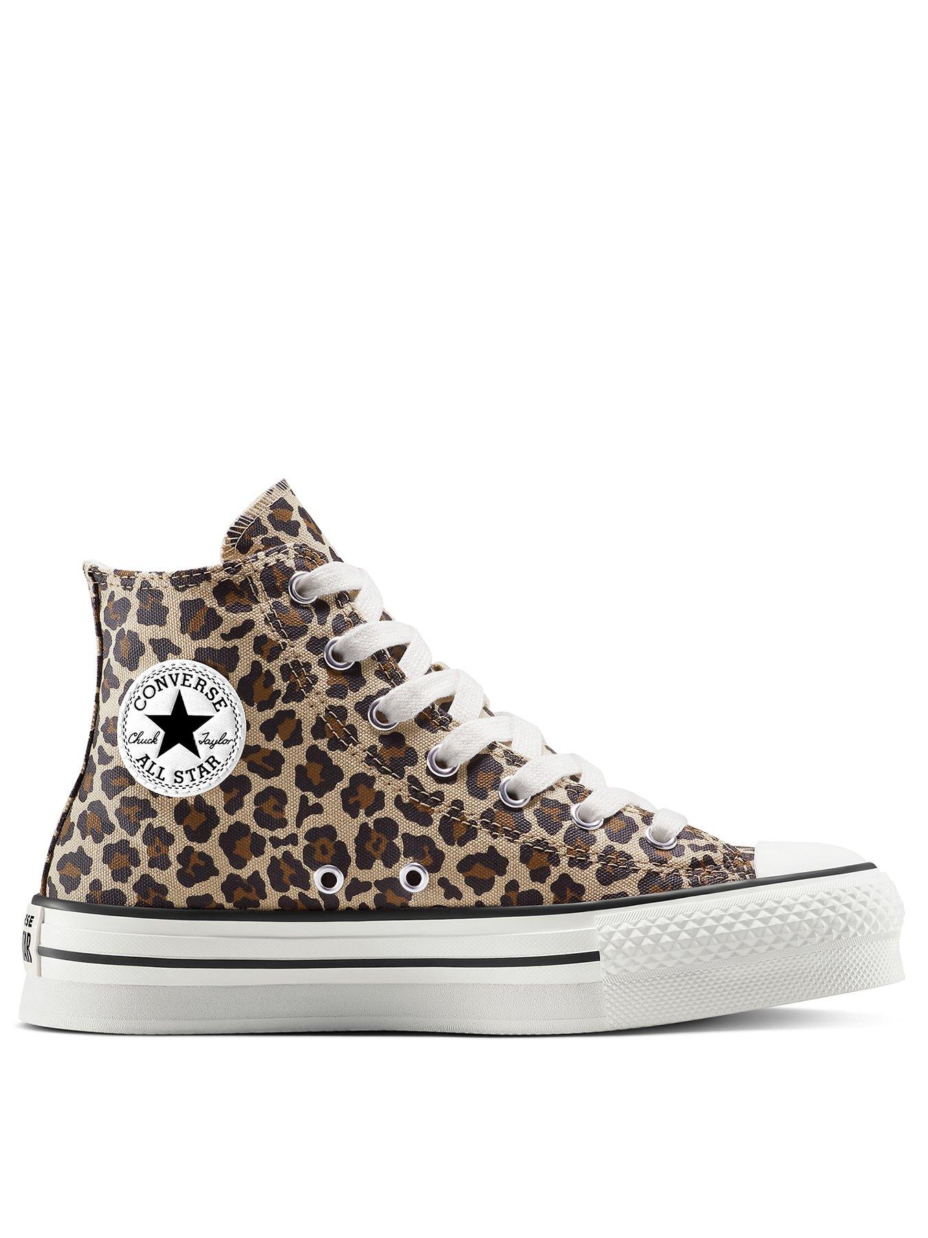 Converse Juniors Chuck Taylor All Star Eva Lift Hi Tops Animal Print - Brown