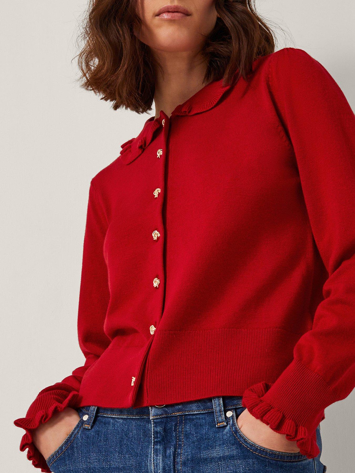 Monsoon Clea Collar Cardigan - Red