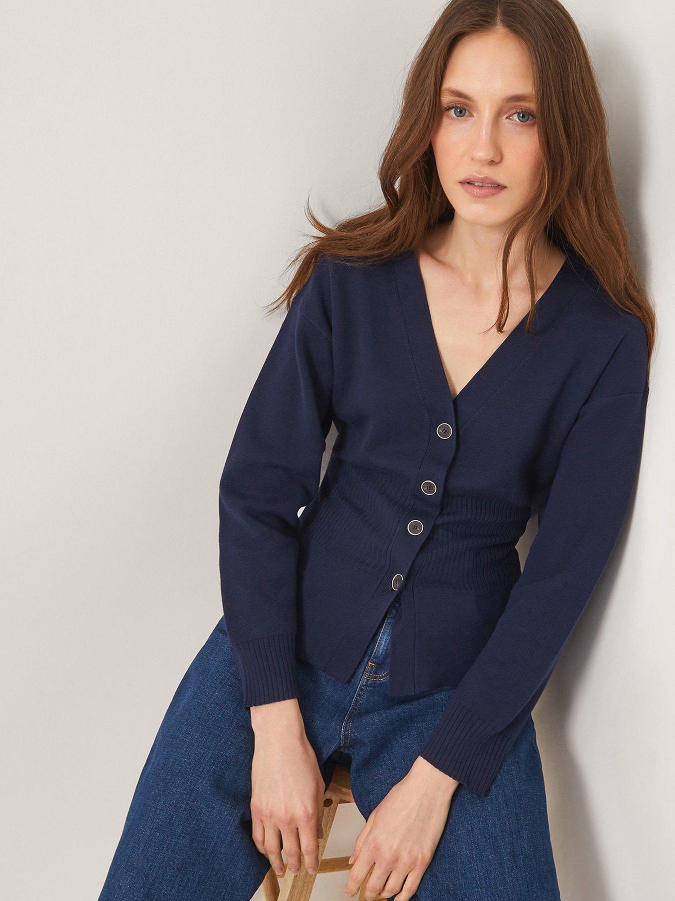 Monsoon Suzy Shaped Cardigan - Navy