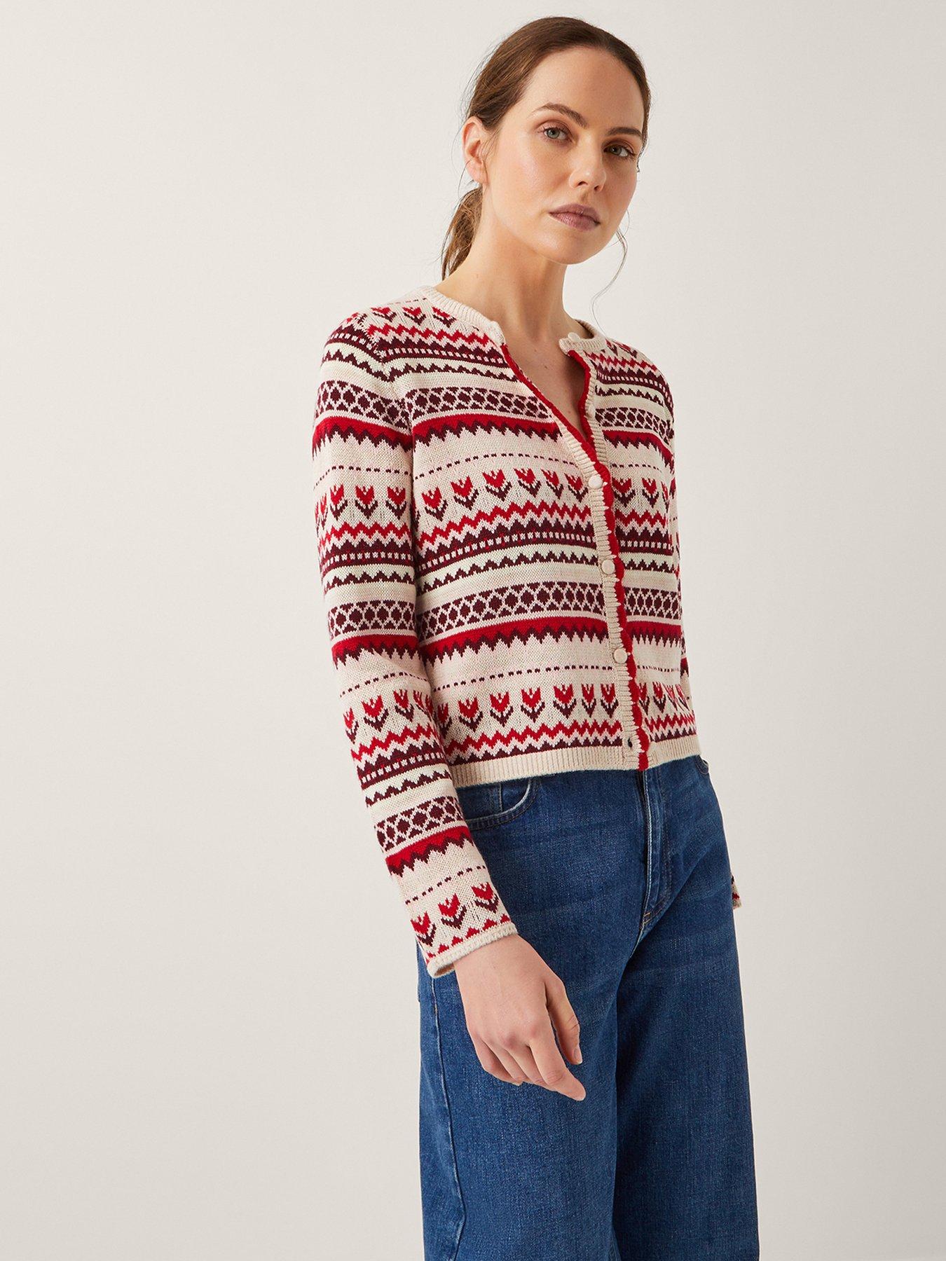 Monsoon Juno Jacquard Cardigan - Ivory