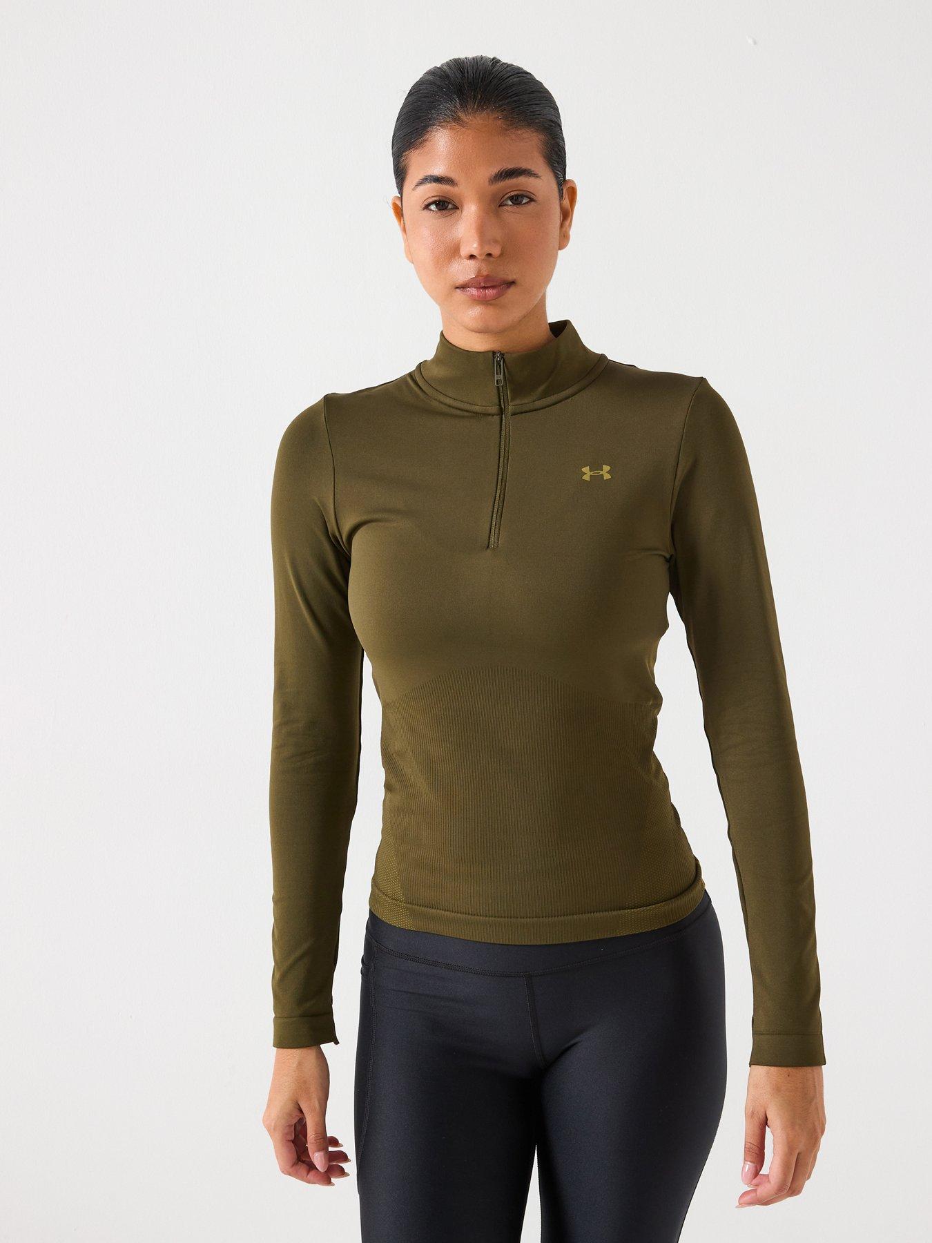 UNDER ARMOUR Womens Training Vanish Seamless 1/4 Zip Top - Green