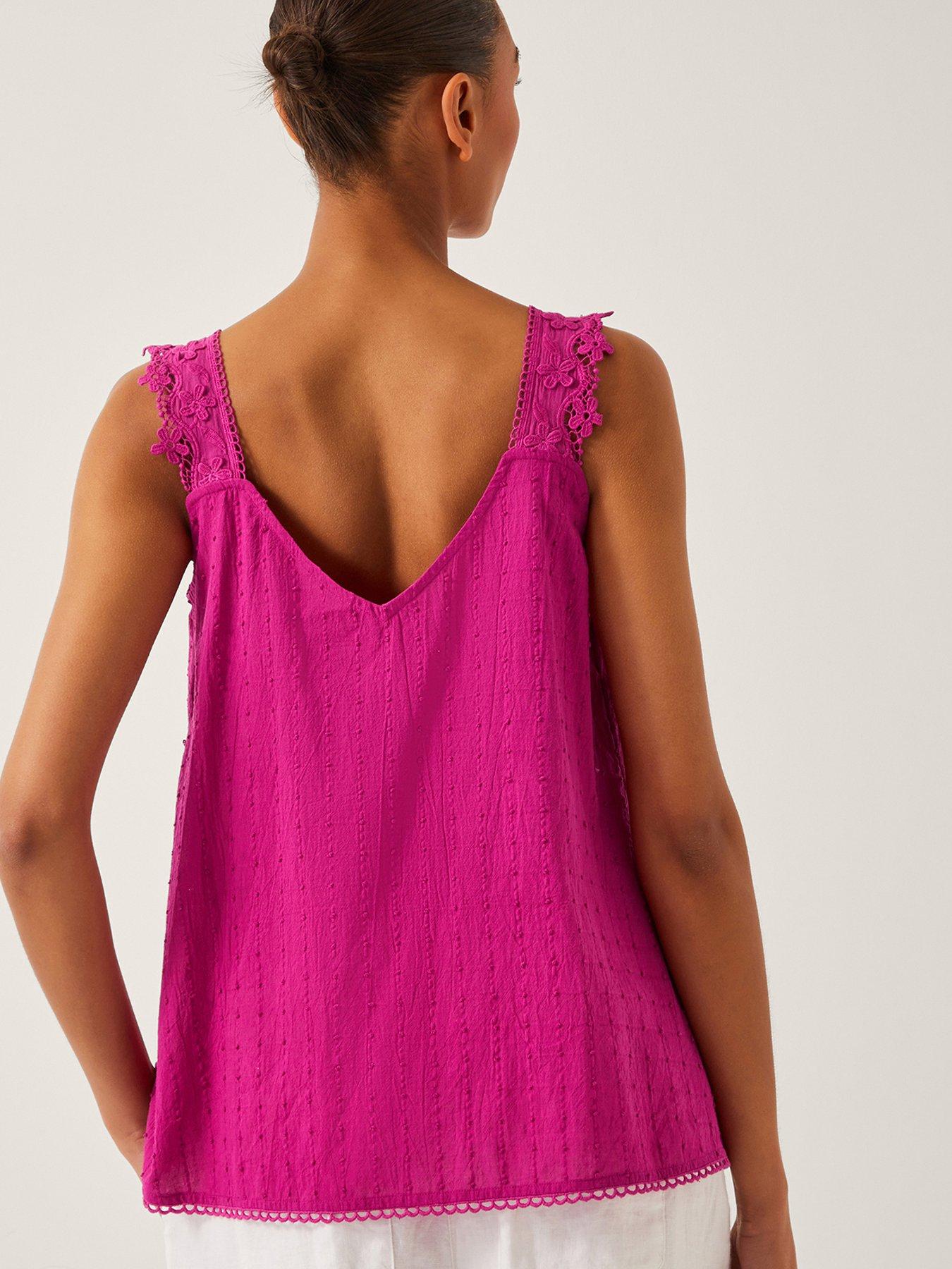 Image 2 of 5 of Monsoon Celia Lace Cami - Pink