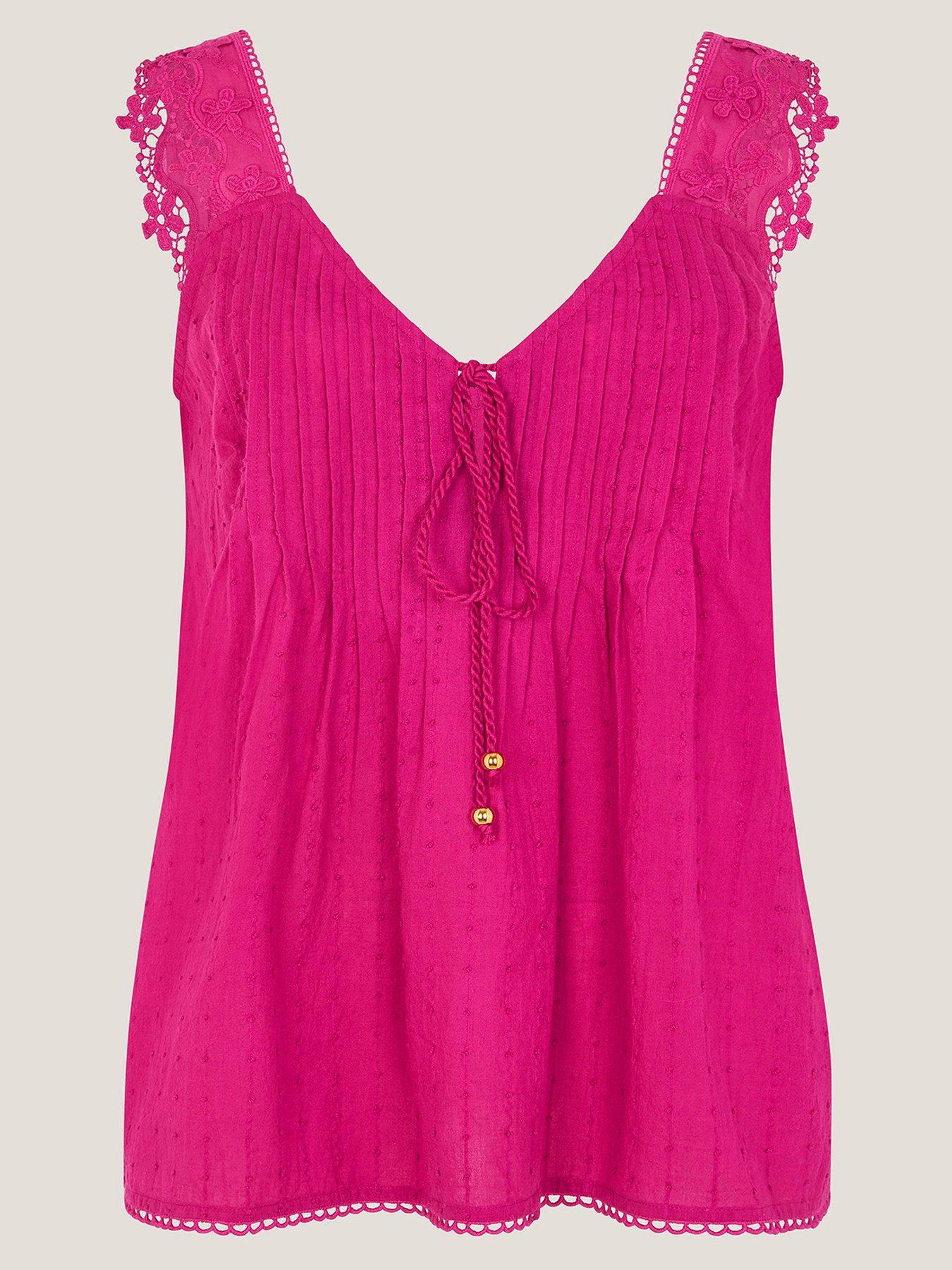 Image 3 of 5 of Monsoon Celia Lace Cami - Pink