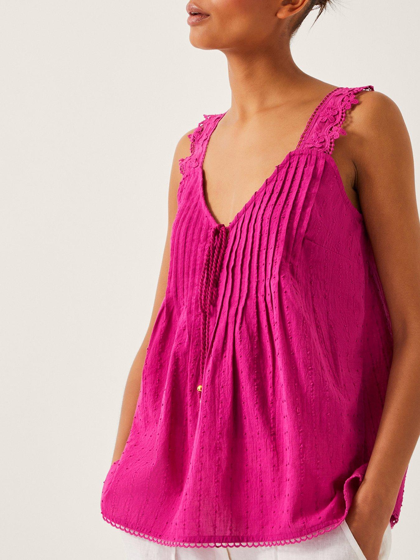 Image 4 of 5 of Monsoon Celia Lace Cami - Pink
