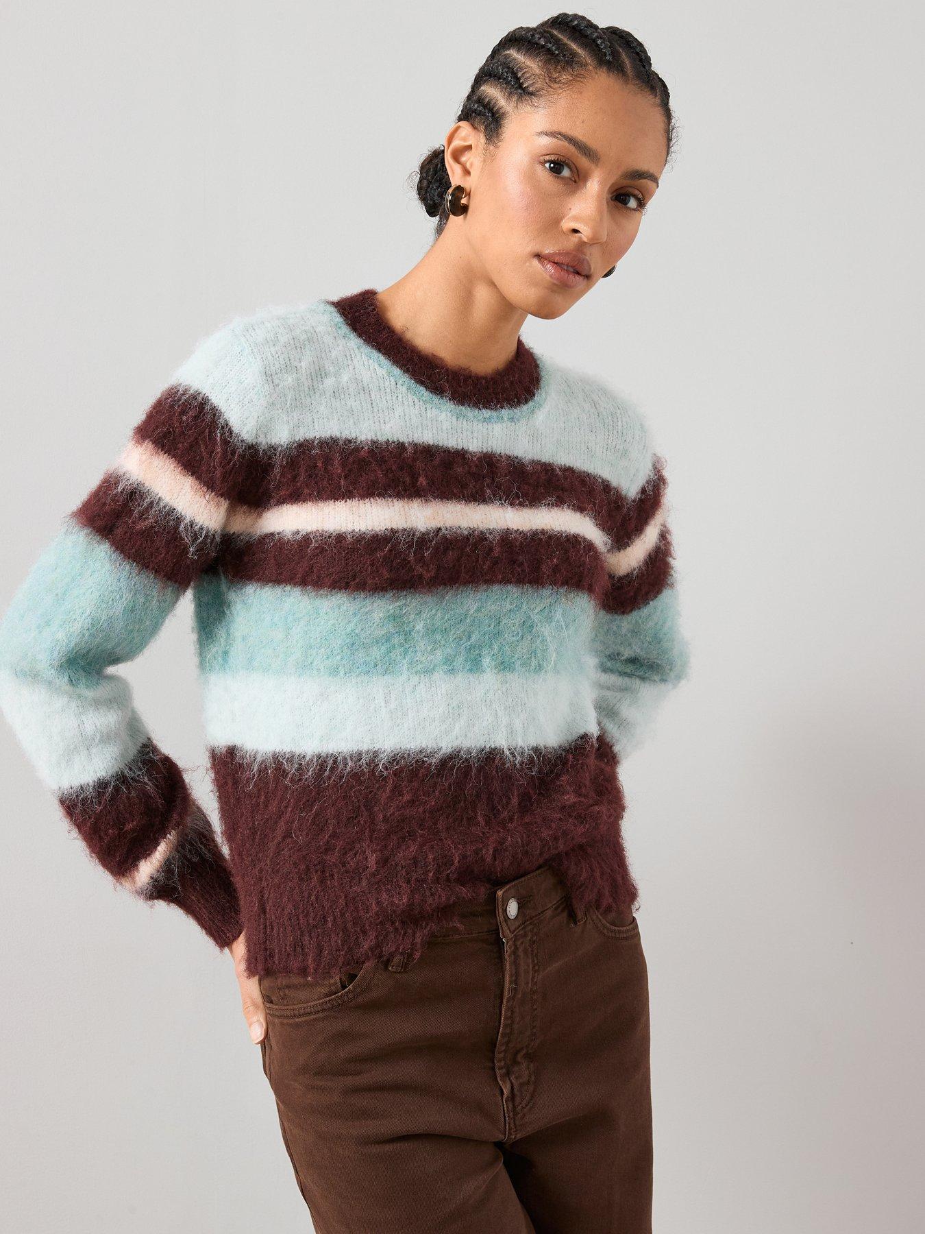 the-very-collection-crew-neck-brushed-yarn-stripe-jumper-with-wool-multi