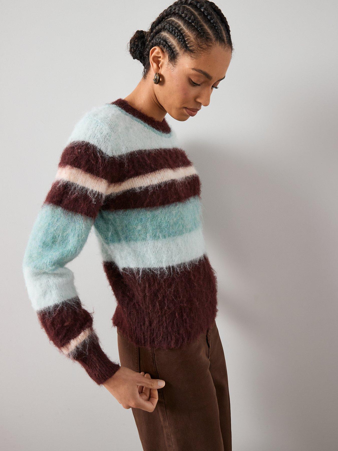 the-very-collection-crew-neck-brushed-yarn-stripe-jumper-with-wool-multioutfit