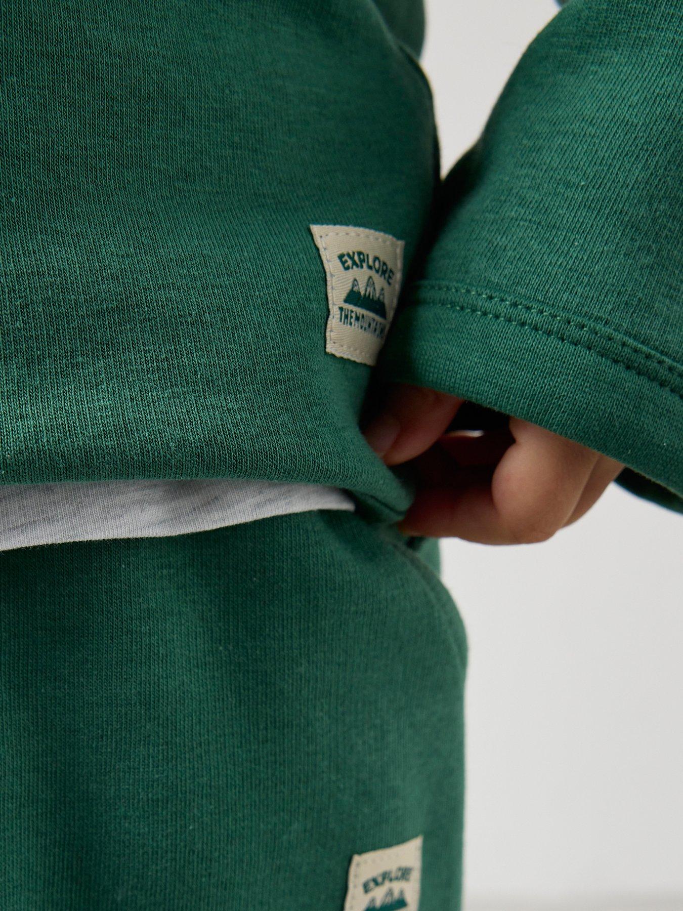 Image 5 of 6 of The Very Collection Boys 3 Piece Soft Hoodie Joggers And T-shirt Set - Green