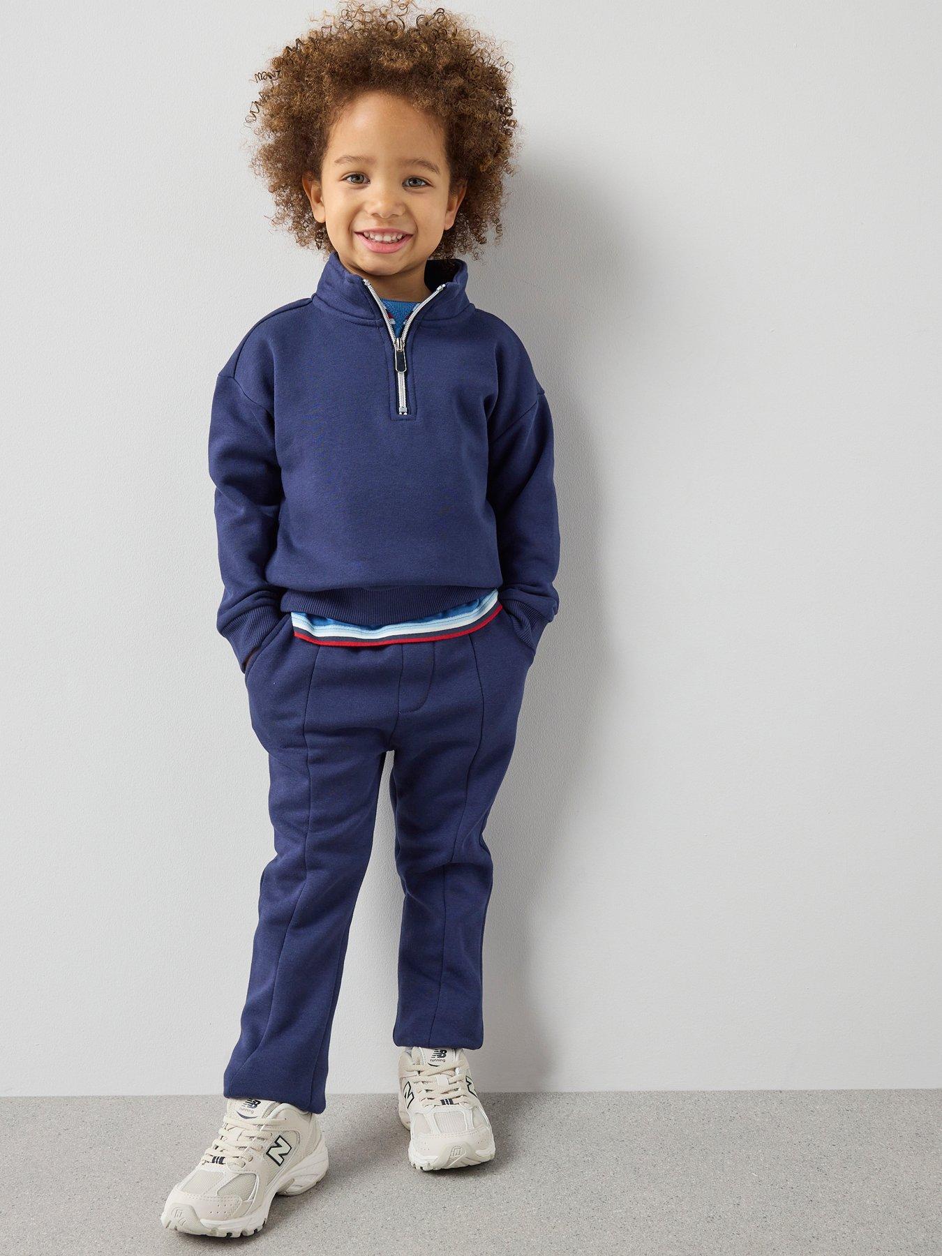 the-very-collection-boys-smart-zip-up-pocket-detail-top-and-trousers-set-blue