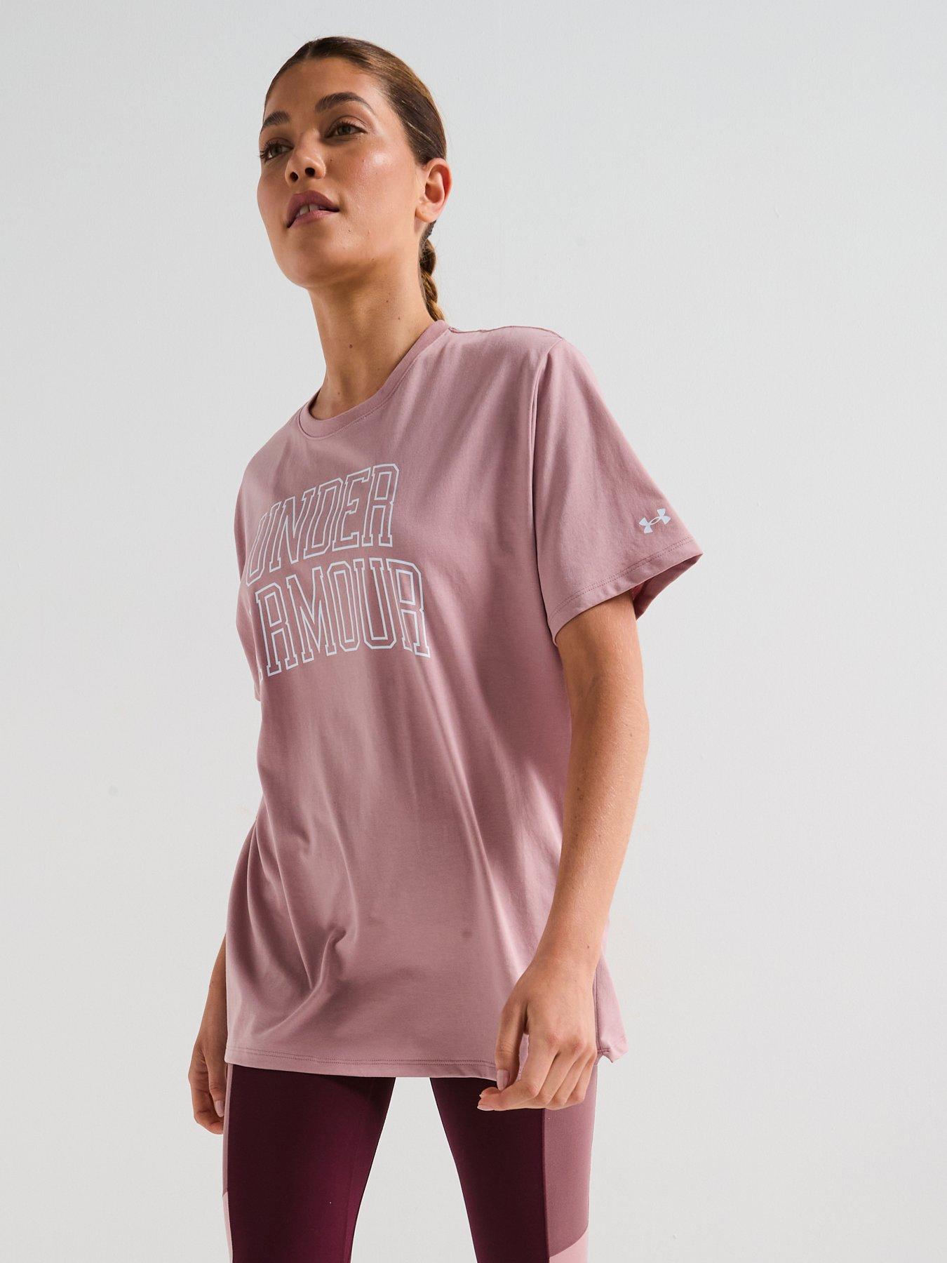 UNDER ARMOUR Womens Training Rival Oversized Campus Tee - Pink