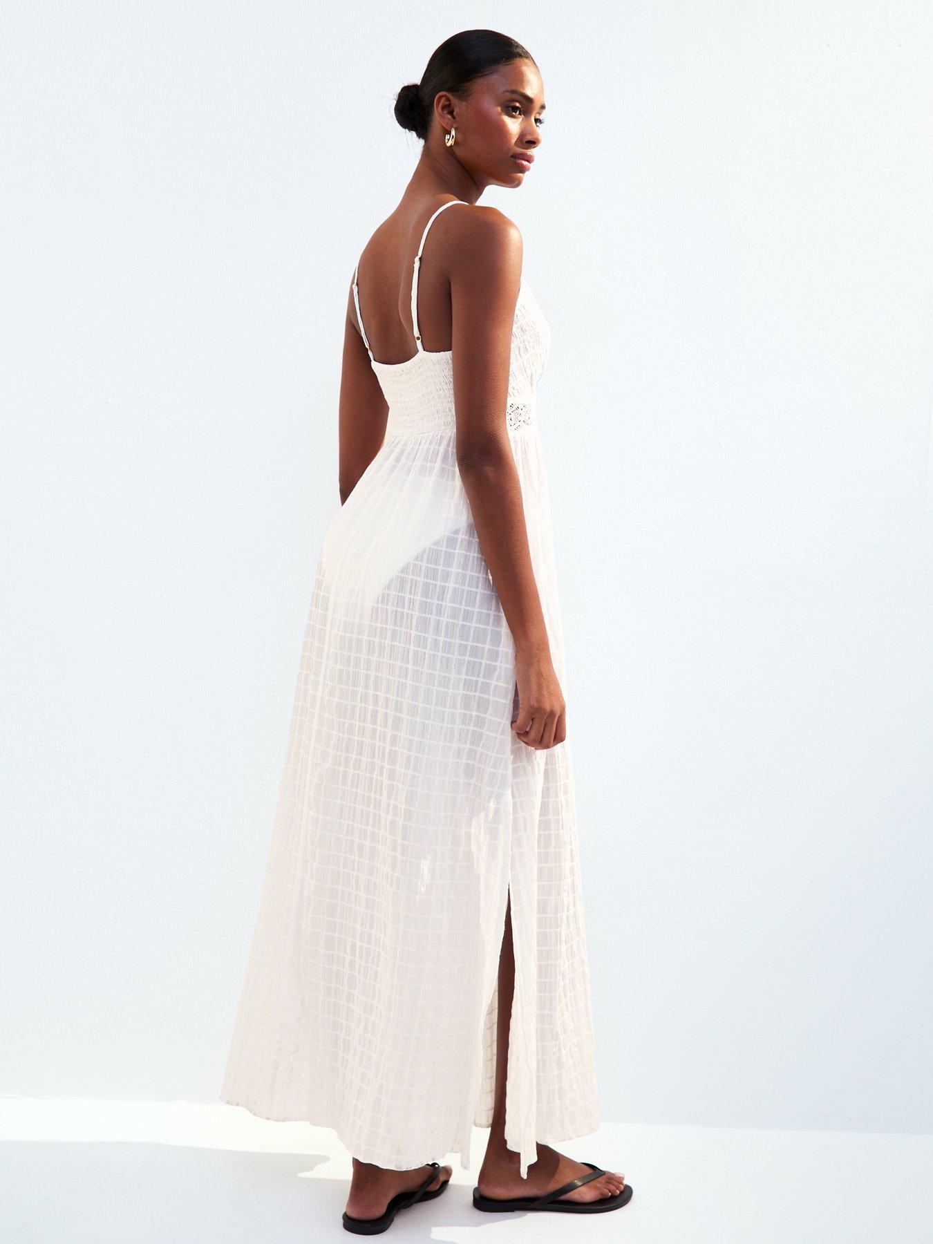 Image 2 of 5 of New Look White Lace Insert Maxi Dress