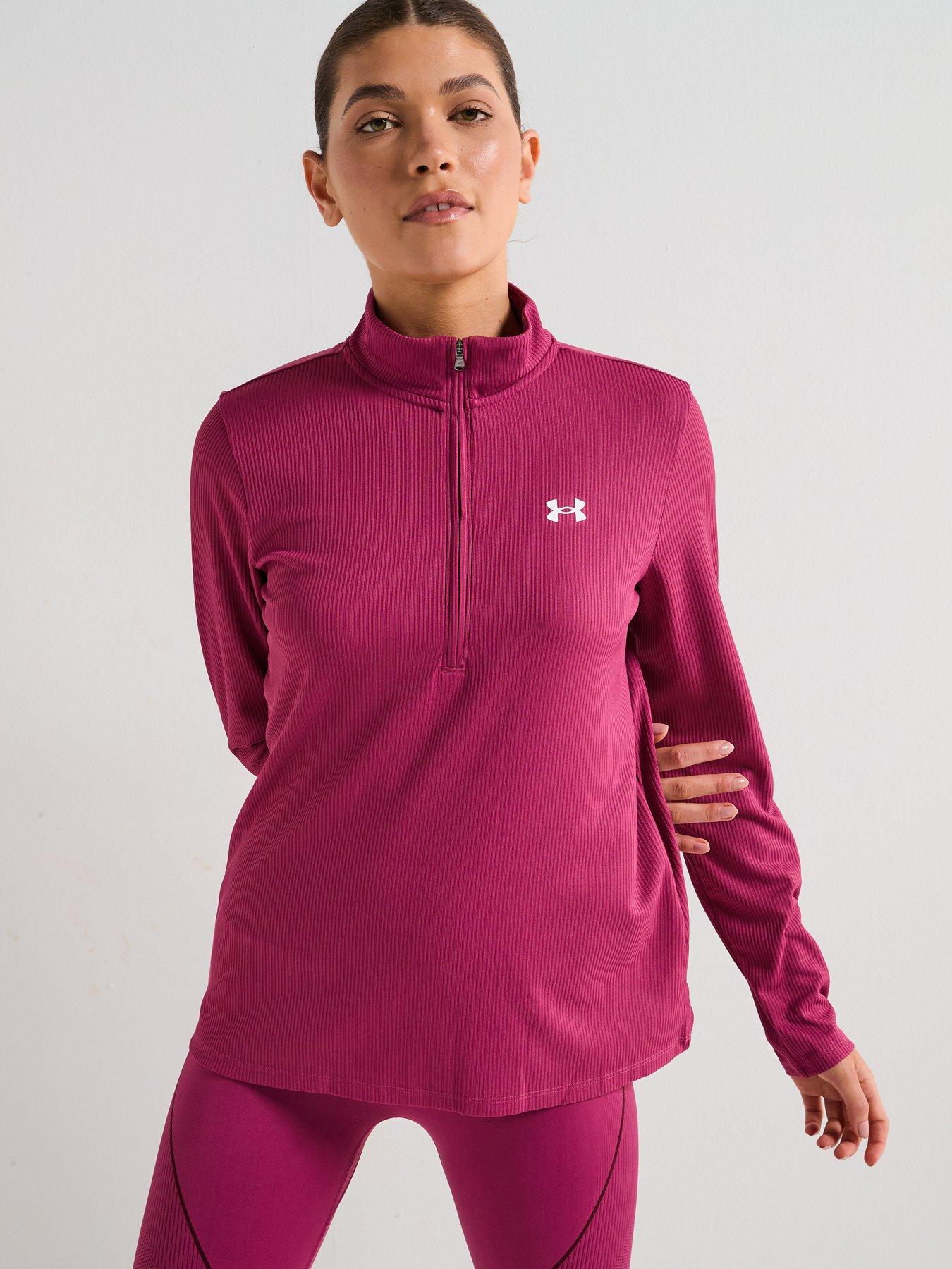 under-armour-womens-training-tech-rib-12-zip-top-burgundy