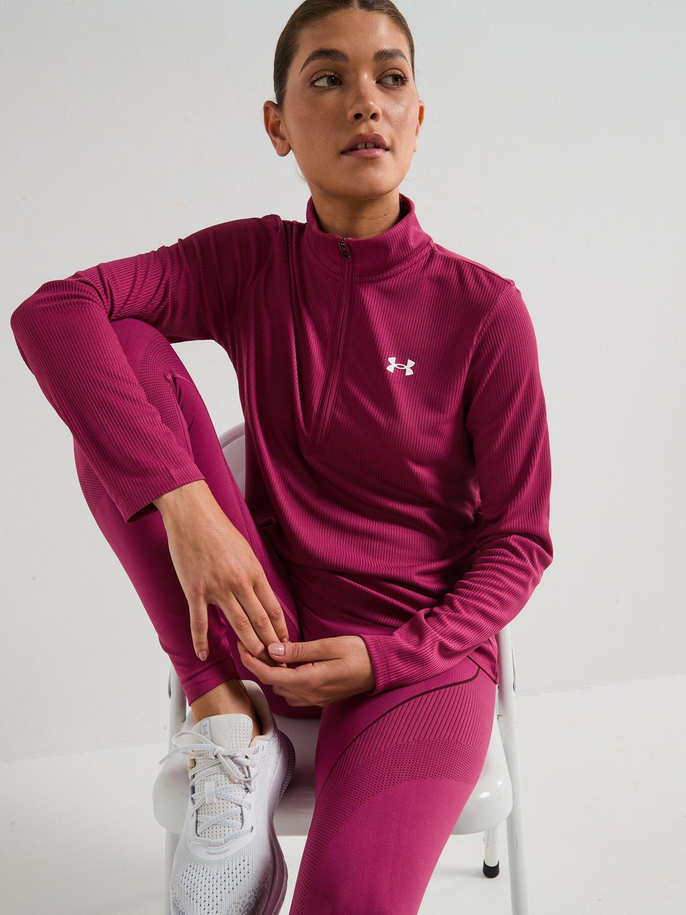 Image 5 of 6 of UNDER ARMOUR Womens Training Tech Rib 1/2 Zip Top - Burgundy
