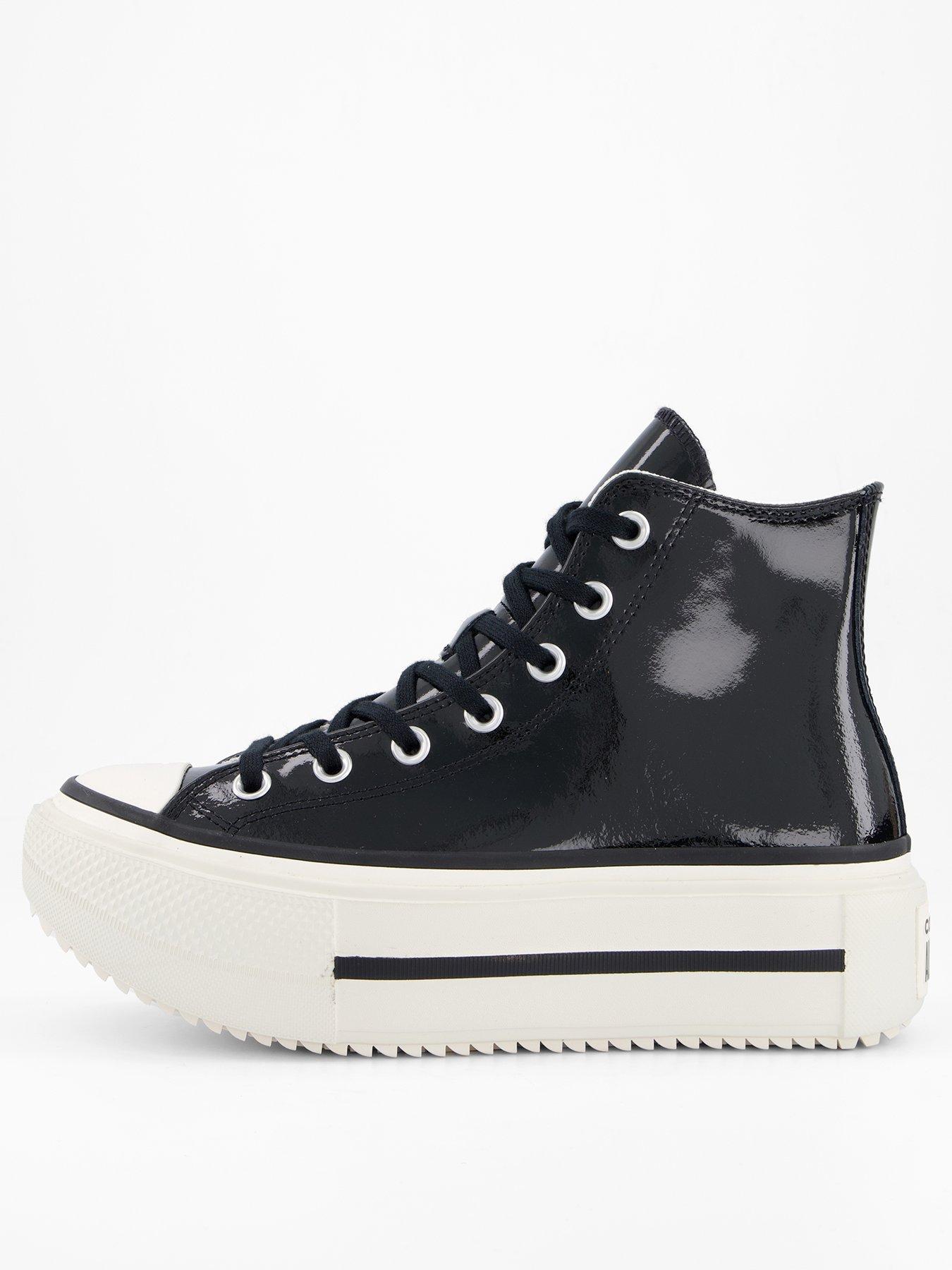 Converse Womens Chuck Taylor All Star Lift Double Stack Platform Patent Leather High Top - Black
