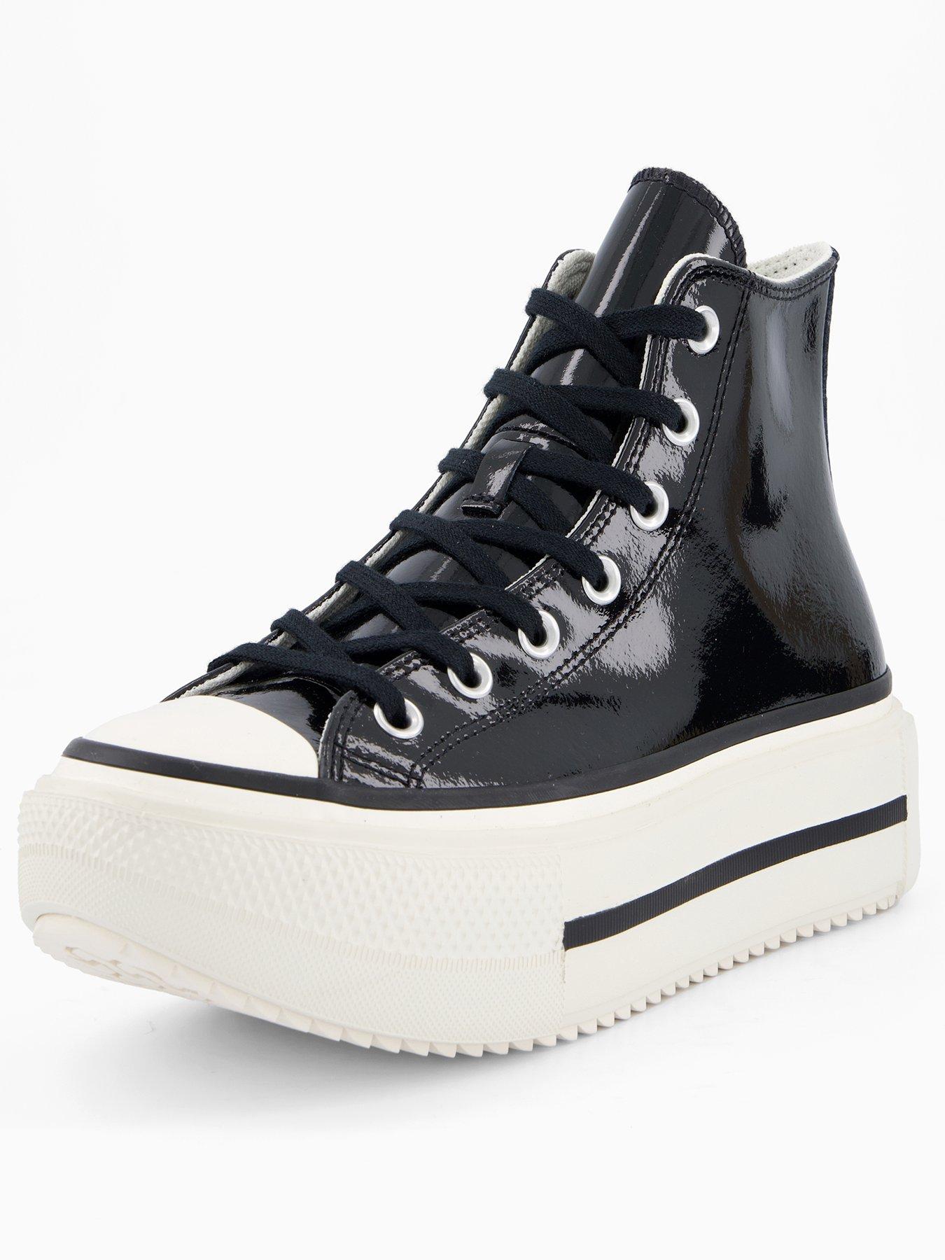 Image 2 of 7 of Converse Womens Chuck Taylor All Star Lift Double Stack Platform Patent Leather High Top - Black