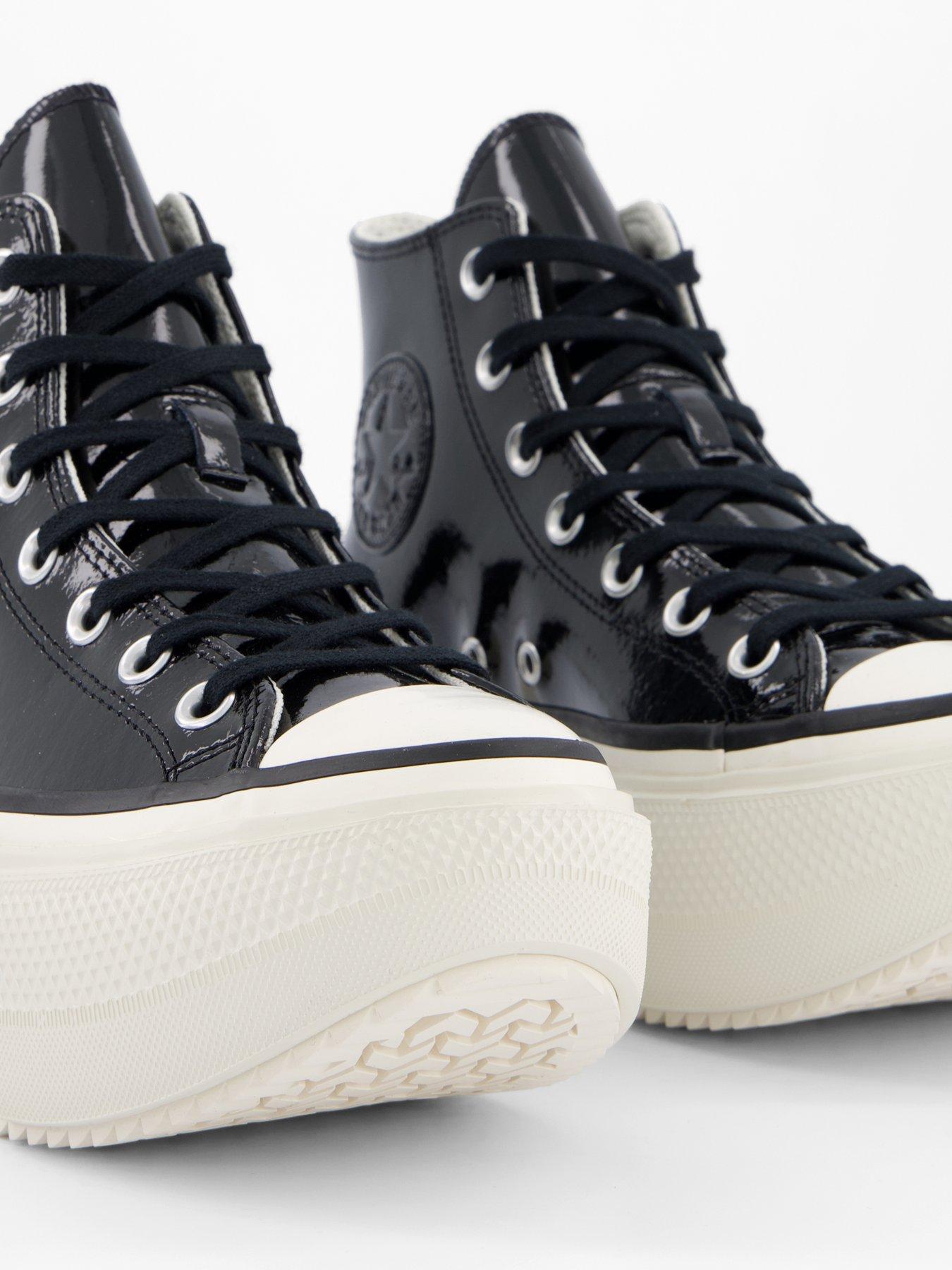 Image 6 of 7 of Converse Womens Chuck Taylor All Star Lift Double Stack Platform Patent Leather High Top - Black