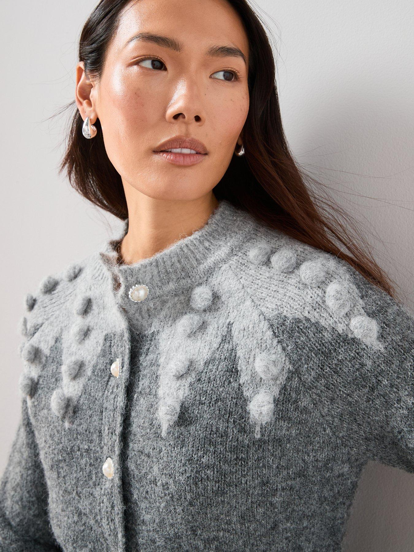 the-very-collection-crew-neck-pom-pom-jacquard-cardigan-greyoutfit