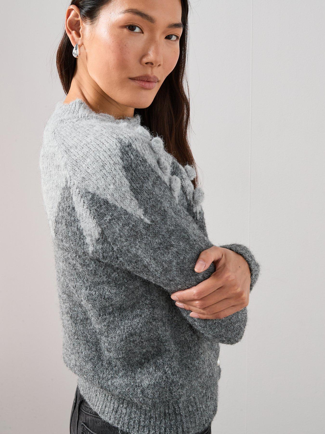 the-very-collection-crew-neck-pom-pom-jacquard-cardigan-greydetail