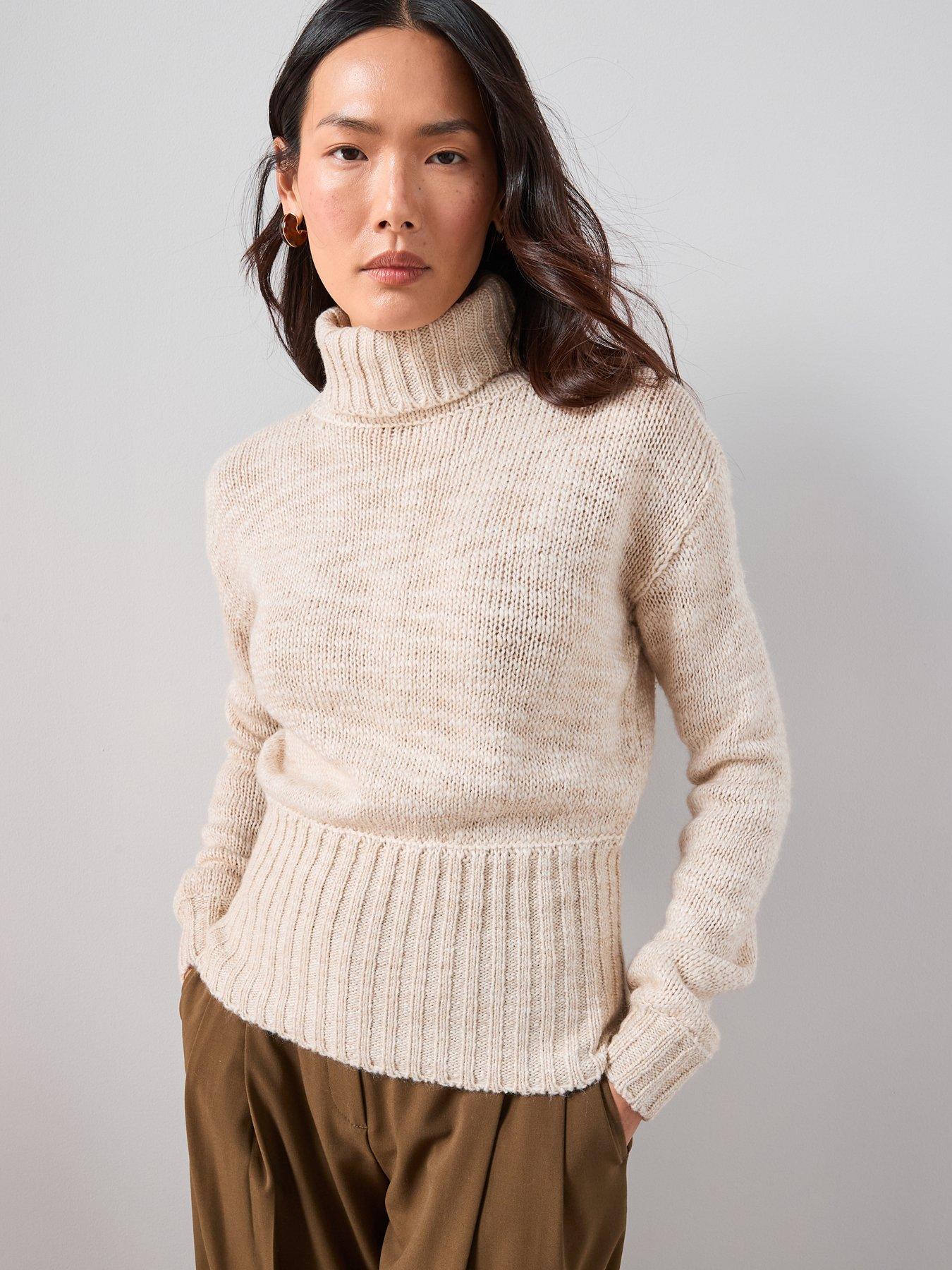 the-very-collection-roll-neck-cinched-waist-jumper-with-woolnbsp--naturaldetail
