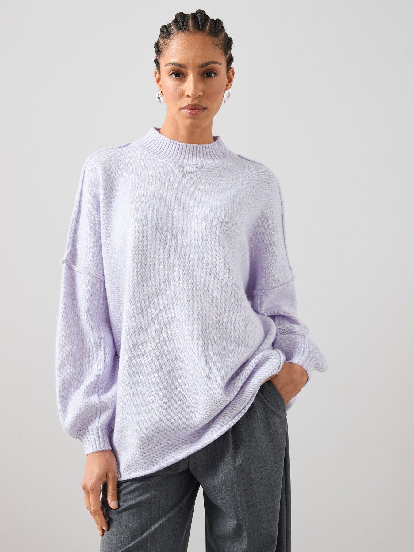 The Very Collection Timeless Yarn Oversized Balloon Sleeve Jumper - Lilac
