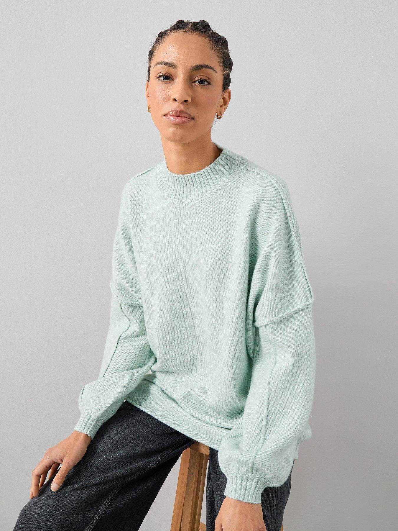 The Very Collection Timeless Yarn Oversized Balloon Sleeve Jumper - Mint Green