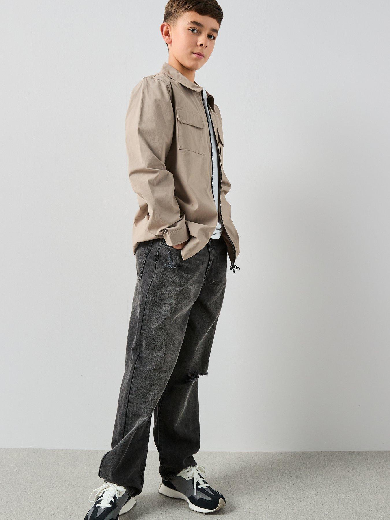Image 2 of 6 of The Very Collection Boys Zip Up Pocket Detail Shirt - Stone Beige