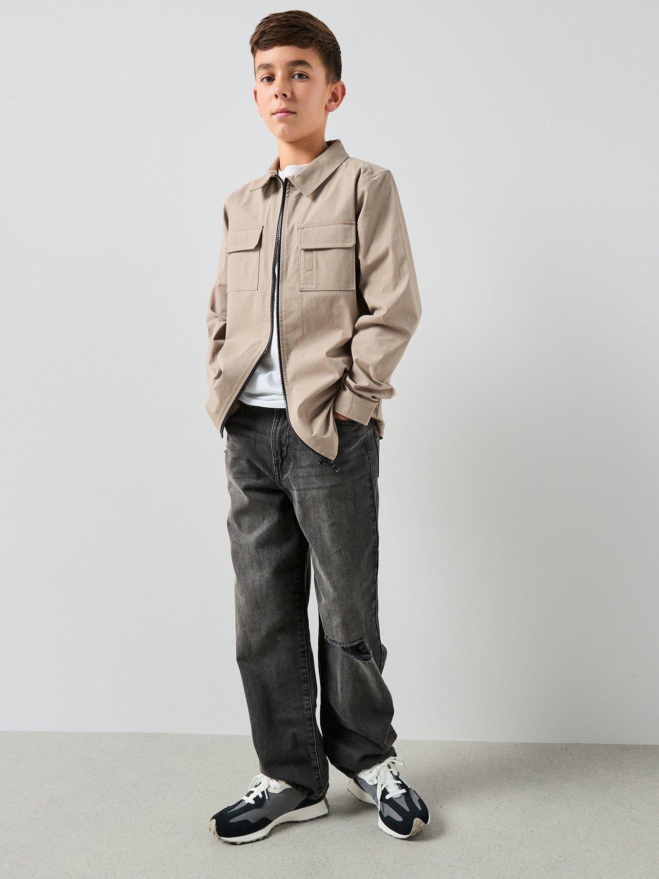 Image 3 of 6 of The Very Collection Boys Zip Up Pocket Detail Shirt - Stone Beige