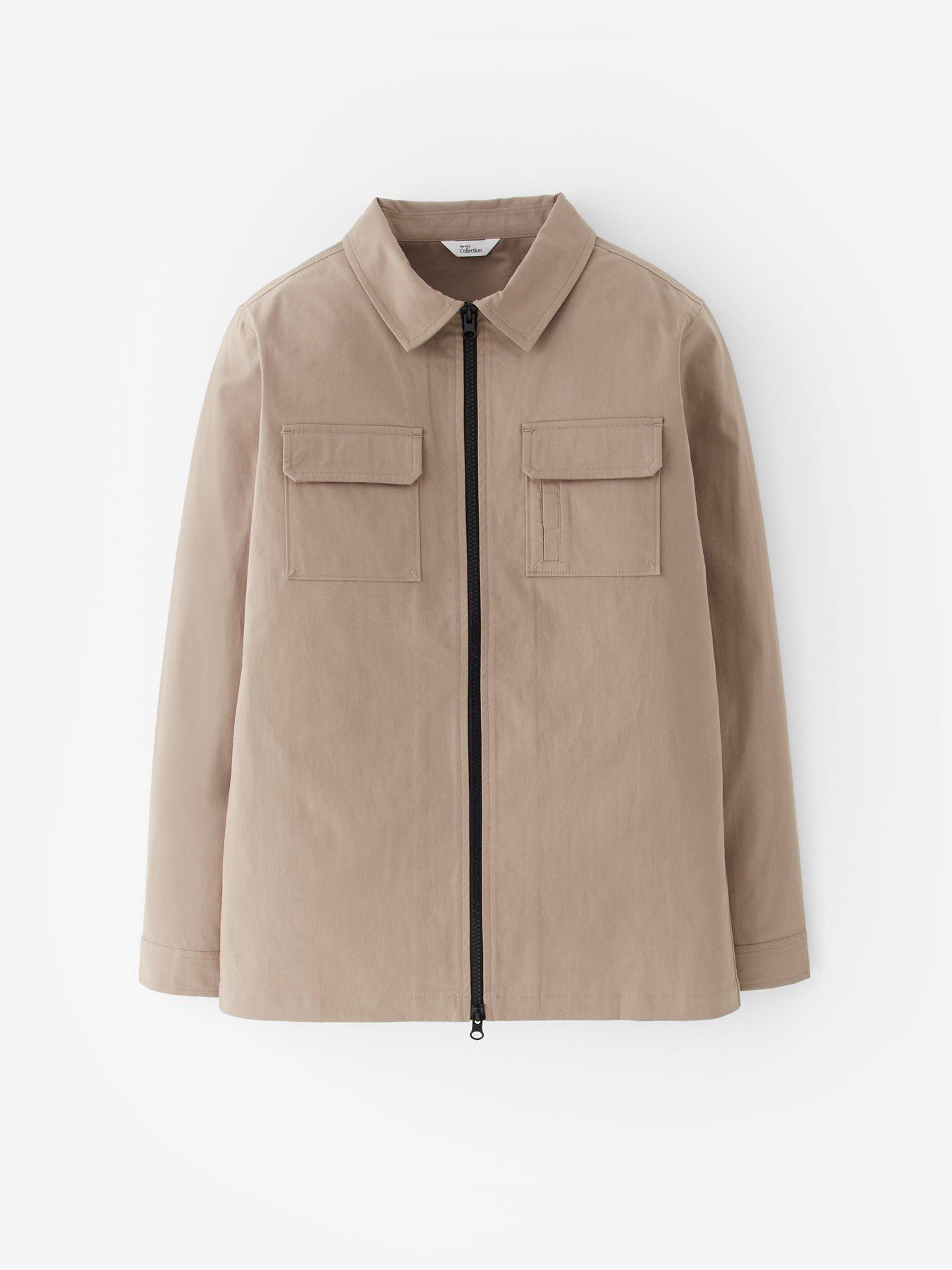 Image 6 of 6 of The Very Collection Boys Zip Up Pocket Detail Shirt - Stone Beige