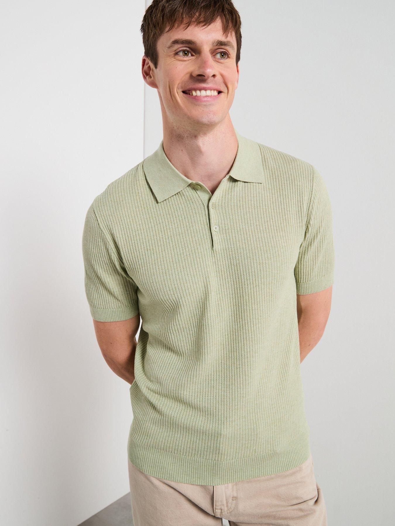 Mango Flew Short Sleeve Knitted Polo Shirt - Green