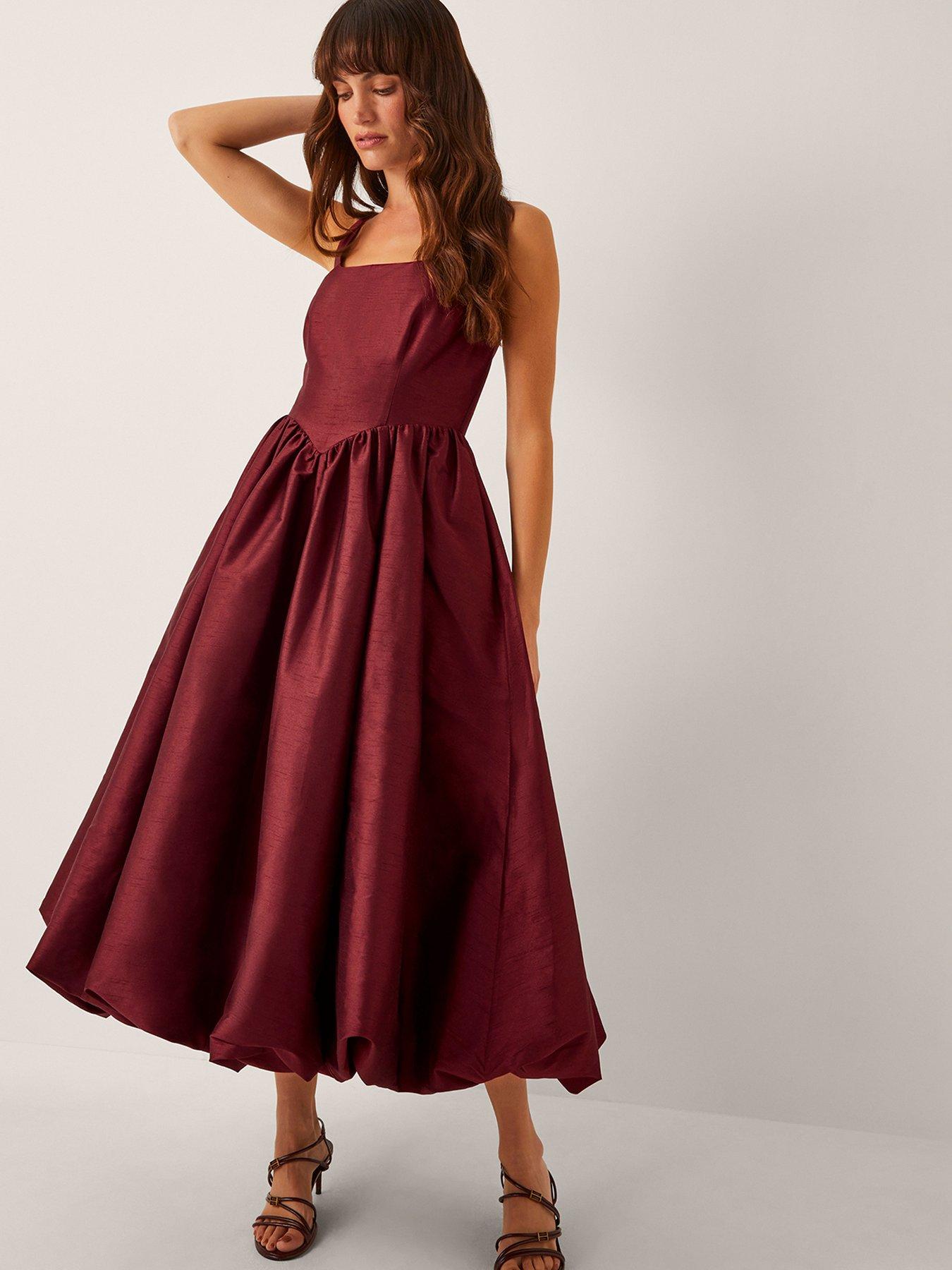 Monsoon Mya Burgundy Dress - Burgundy
