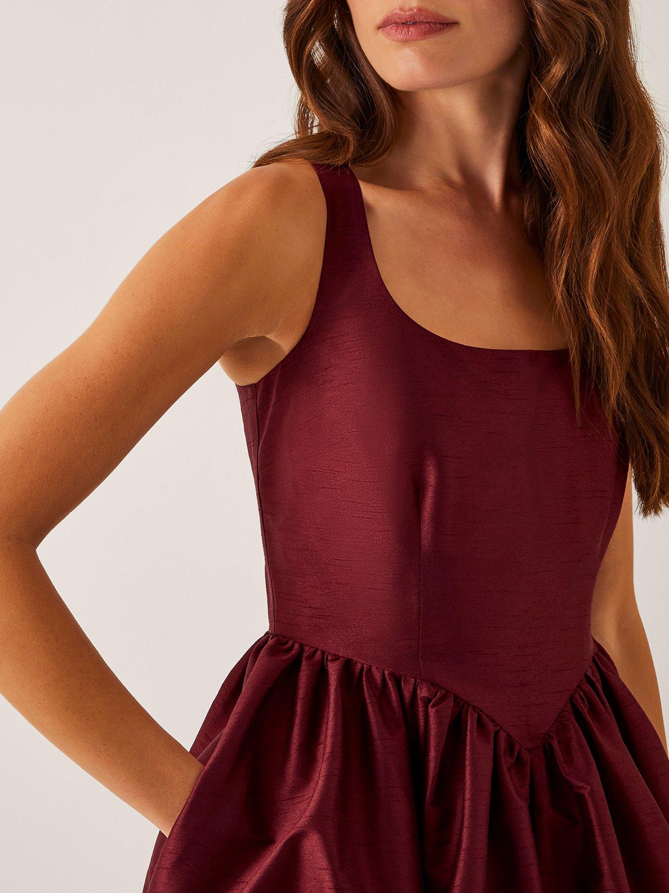 monsoon burgundy dress Gia Cutwork Lace Midi Dress Red | Evening Dresses