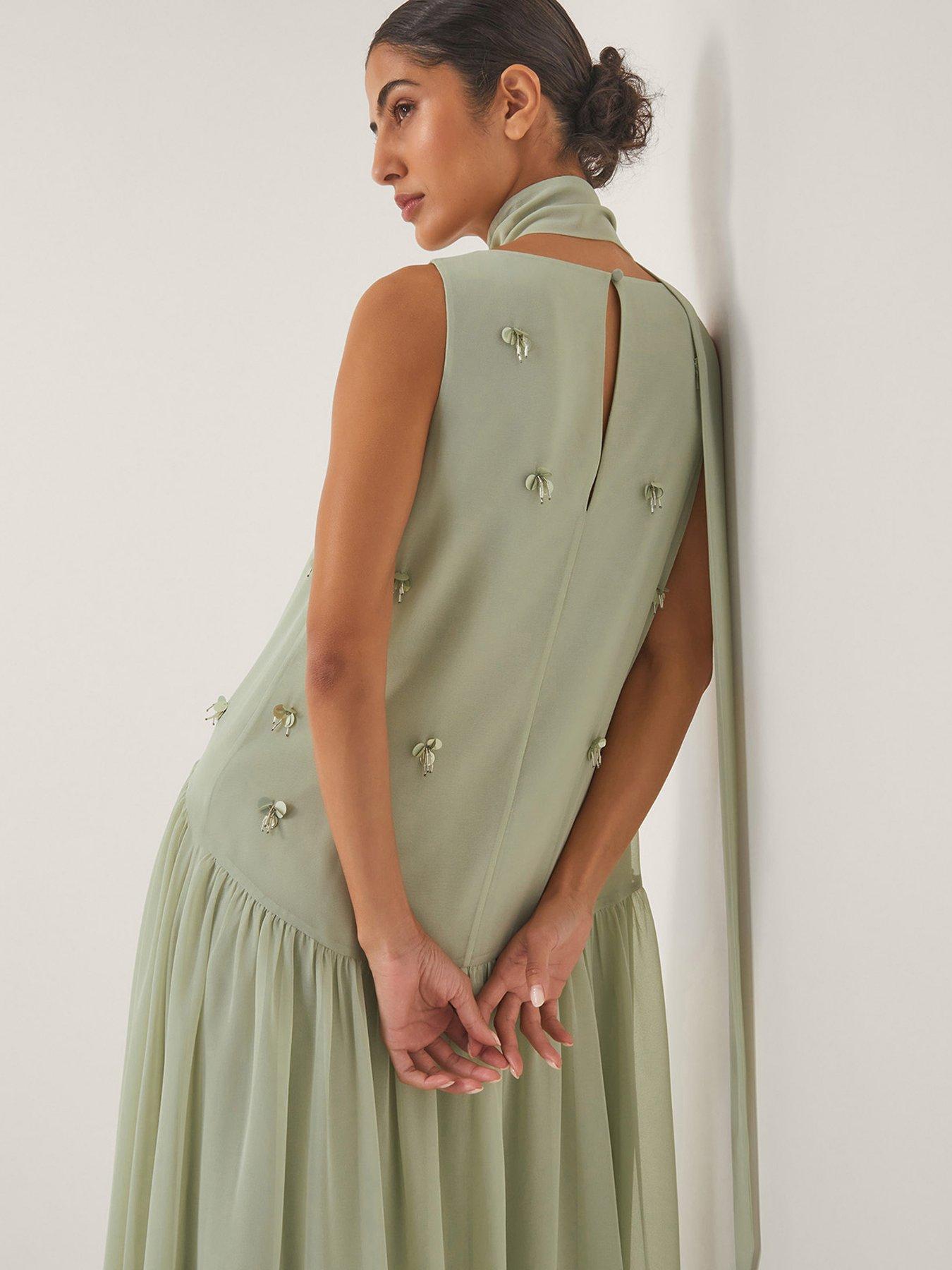 monsoon green embellished dress Vanessa Star Sequin Midi Dress Green