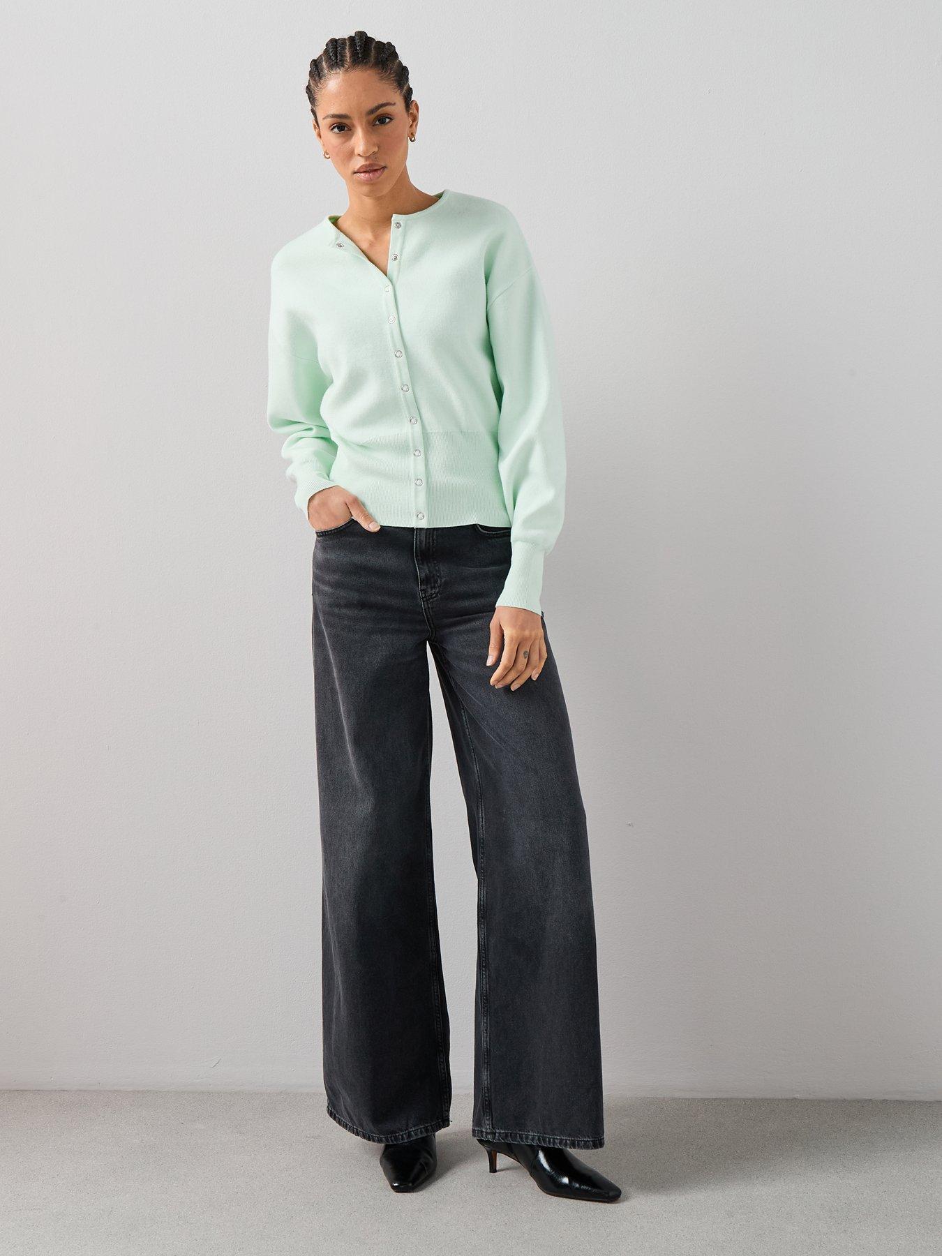 the-very-collection-crew-neck-popper-front-cardigan-greendetail