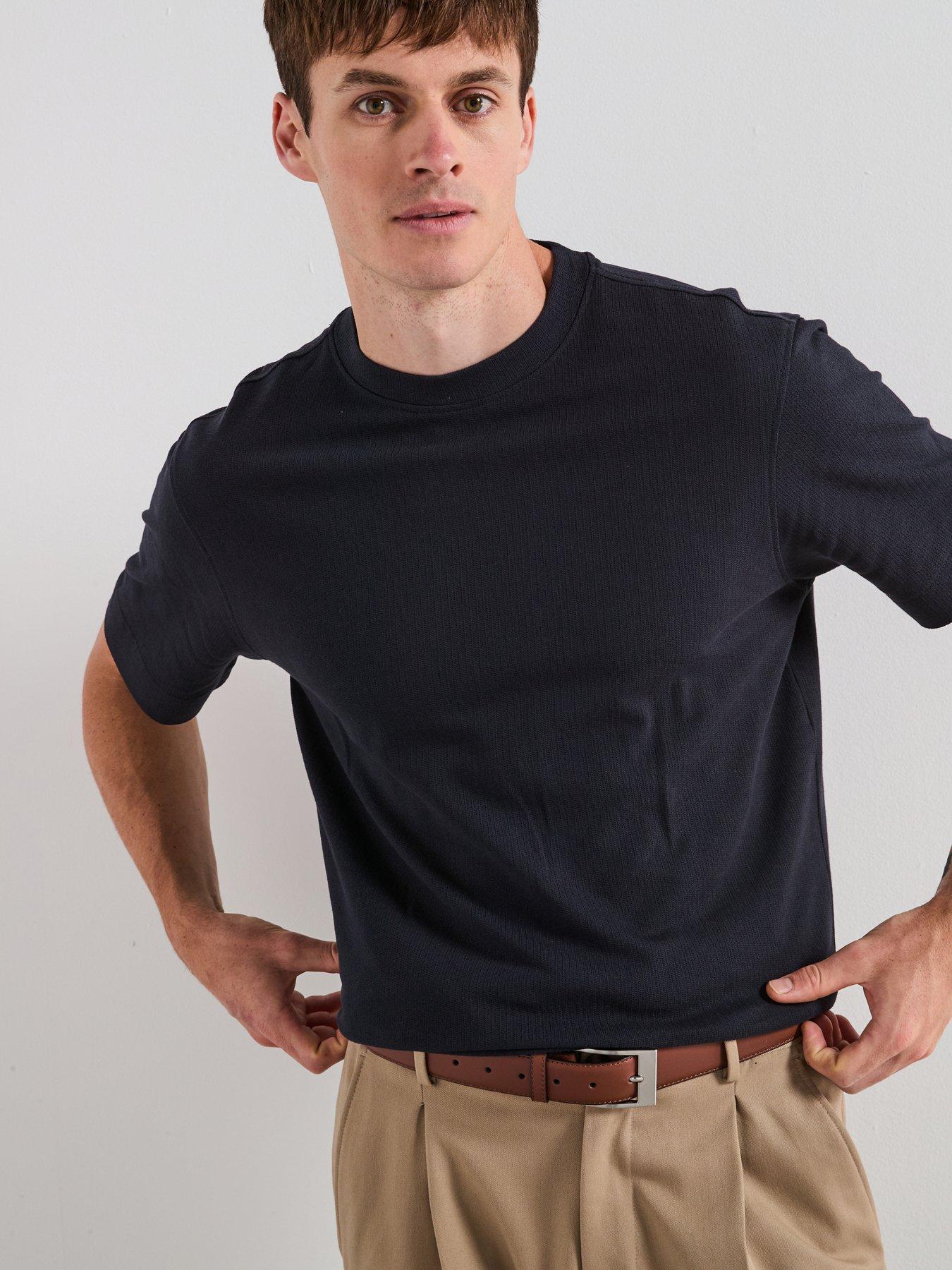 Mango Algarvet Textured T-Shirt - Navy